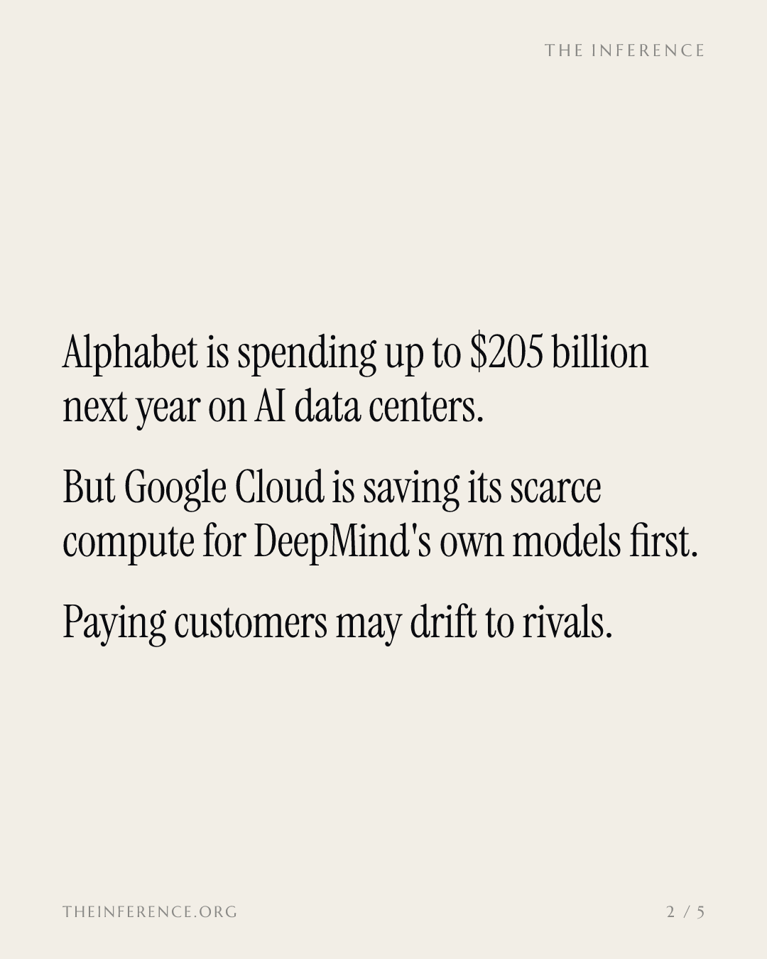 Alphabet's $195 billion 2026 capex funds Gemini, and DeepMind gets the compute first — slide 1