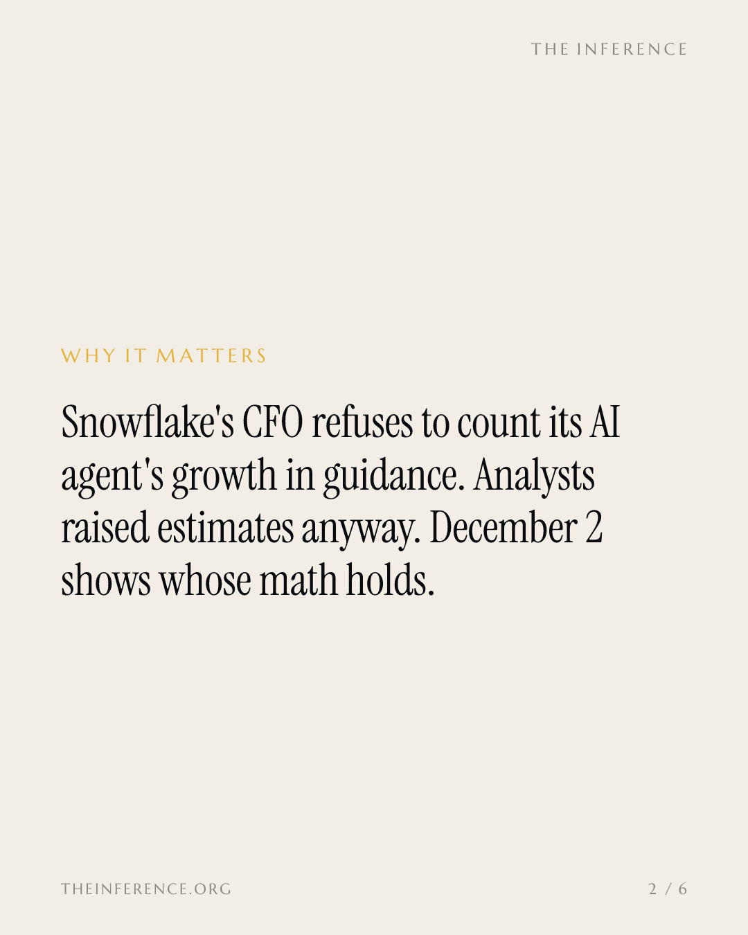 Snowflake's CoCo agent passed 9,100 accounts and its CFO says counting it in guidance would be reckless — slide 1