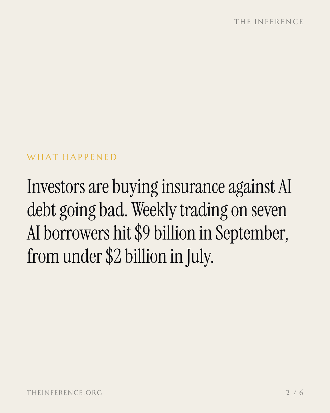 Morgan Stanley and Goldman Sachs count $9 billion a week of default insurance on AI debt — slide 1