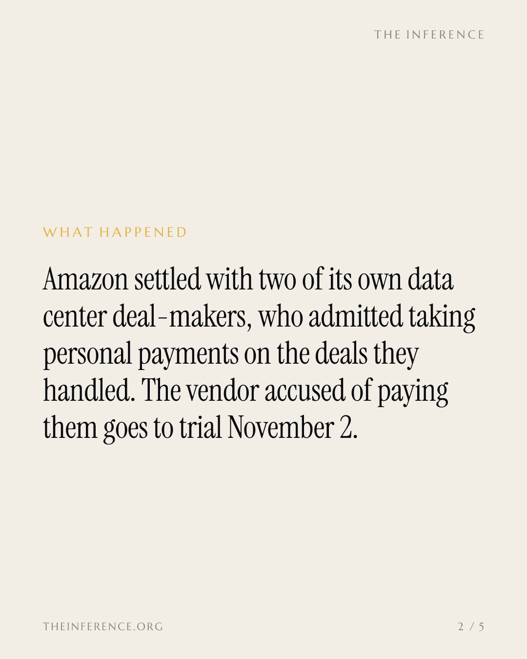 Amazon's $220 billion capex runs through a desk where two managers admitted taking payments; trial November 2 — slide 1