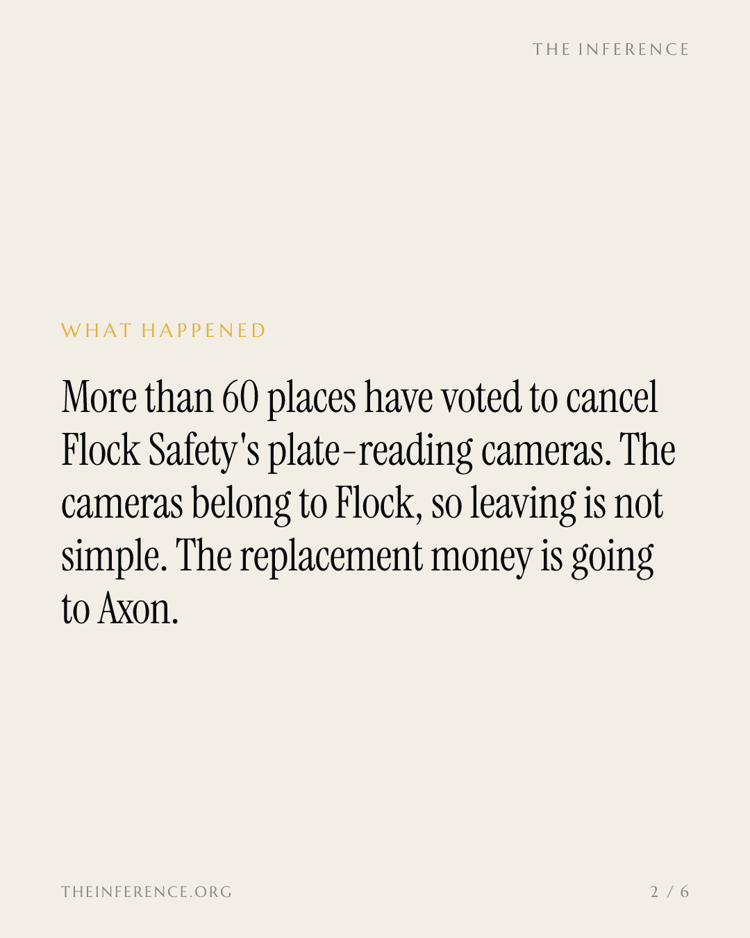 Cities cancel Flock Safety but the cameras stay up; replacement deals flow to Axon — slide 1