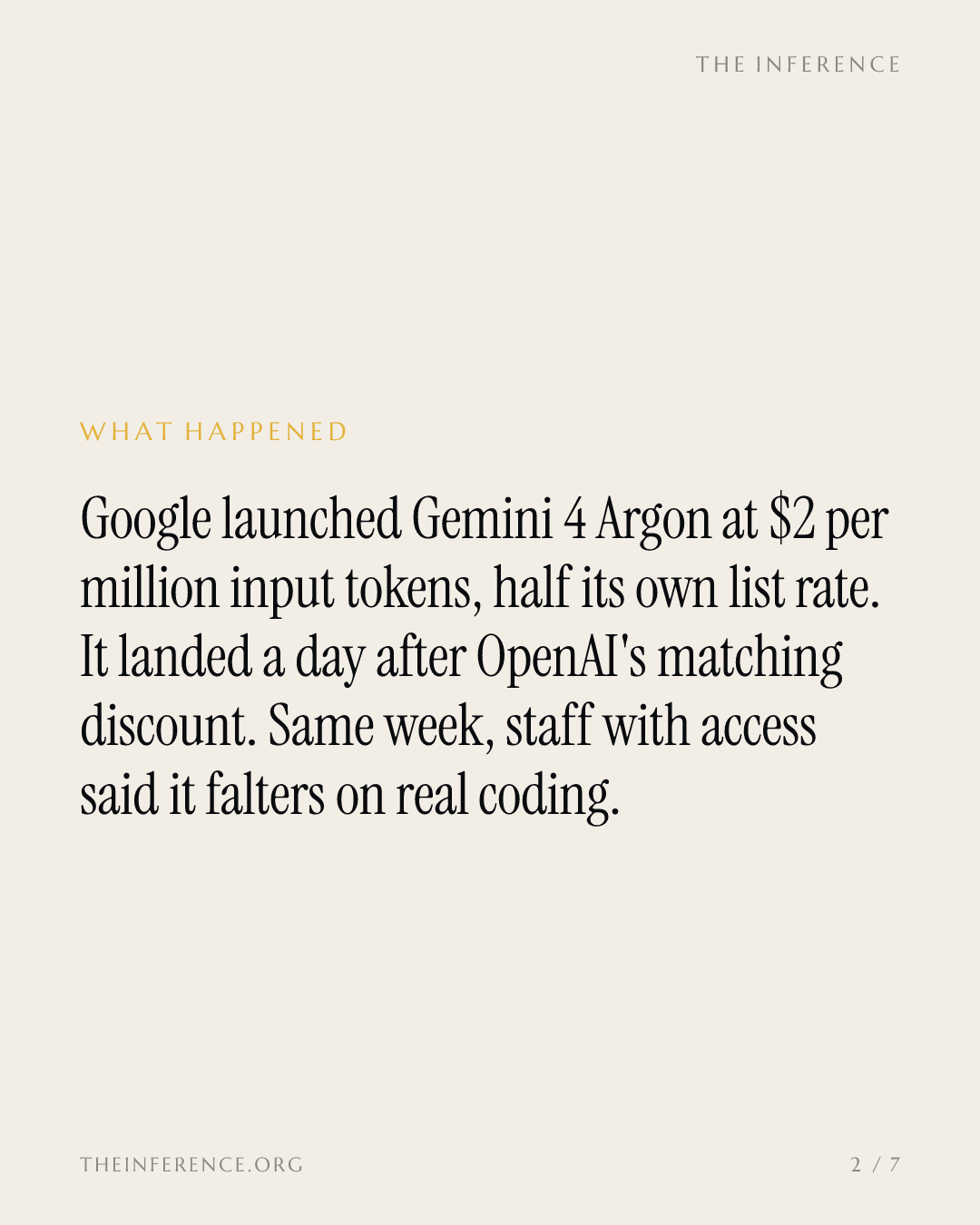 Google's flagship Gemini launches at half price while its engineers doubt the code — slide 1