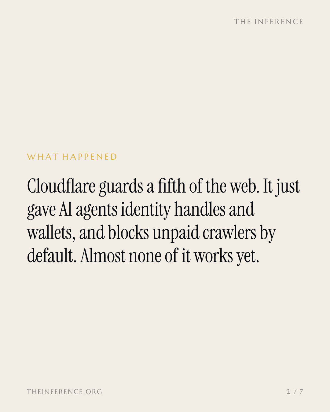 Cloudflare's bouncer now runs the bank for AI agents — slide 1