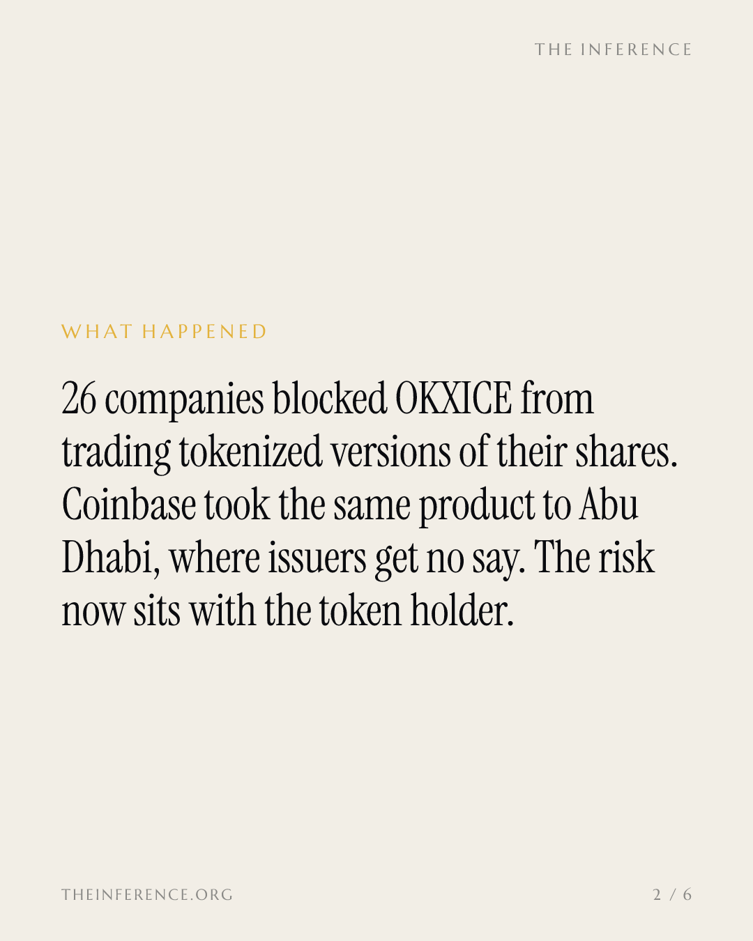 Issuers blocked 26 tokenized-stock listings onshore. Coinbase is building the other 2,000 offshore. — slide 1