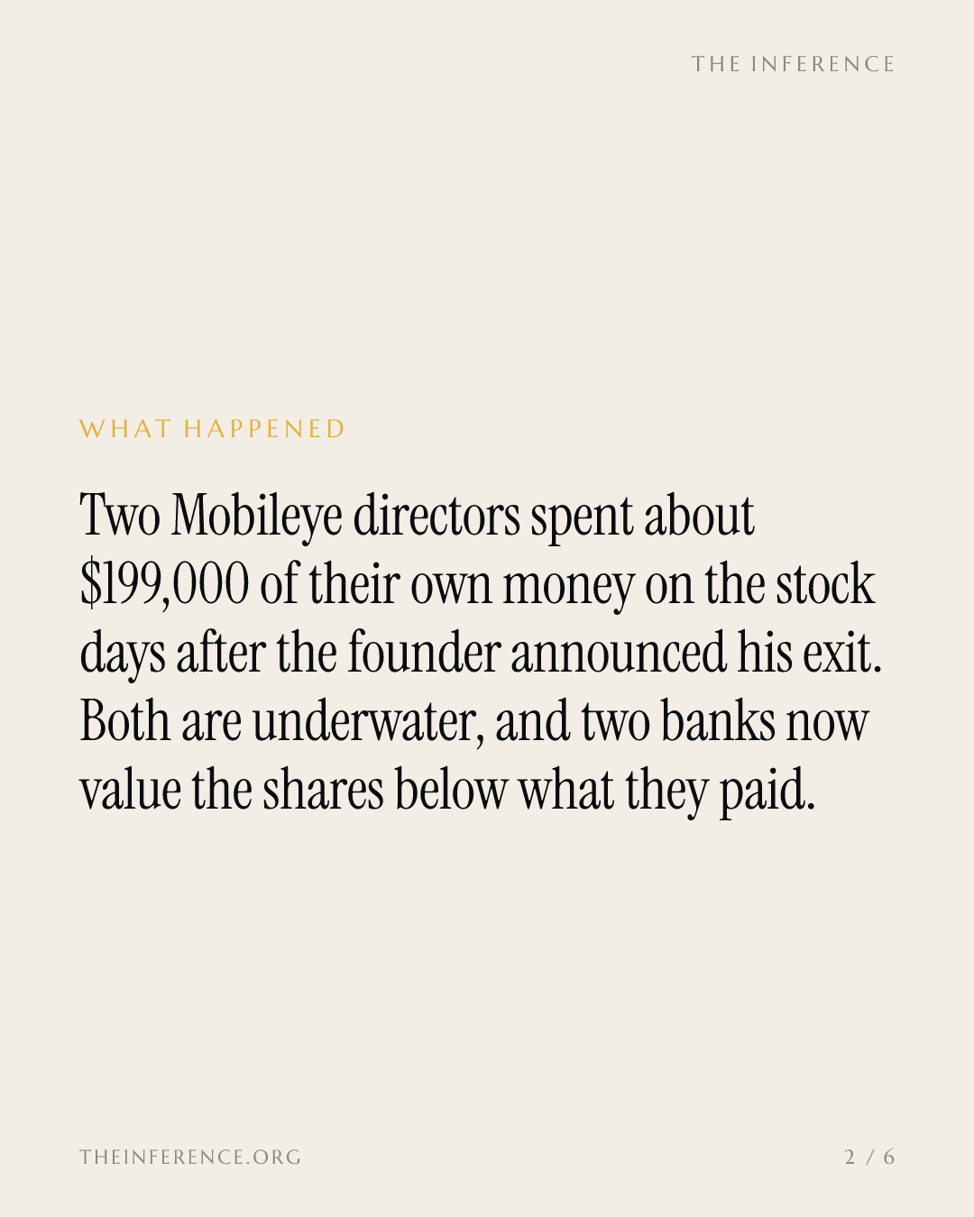 Mobileye's directors bought near $8; the banks now say $7.50 or less — slide 1
