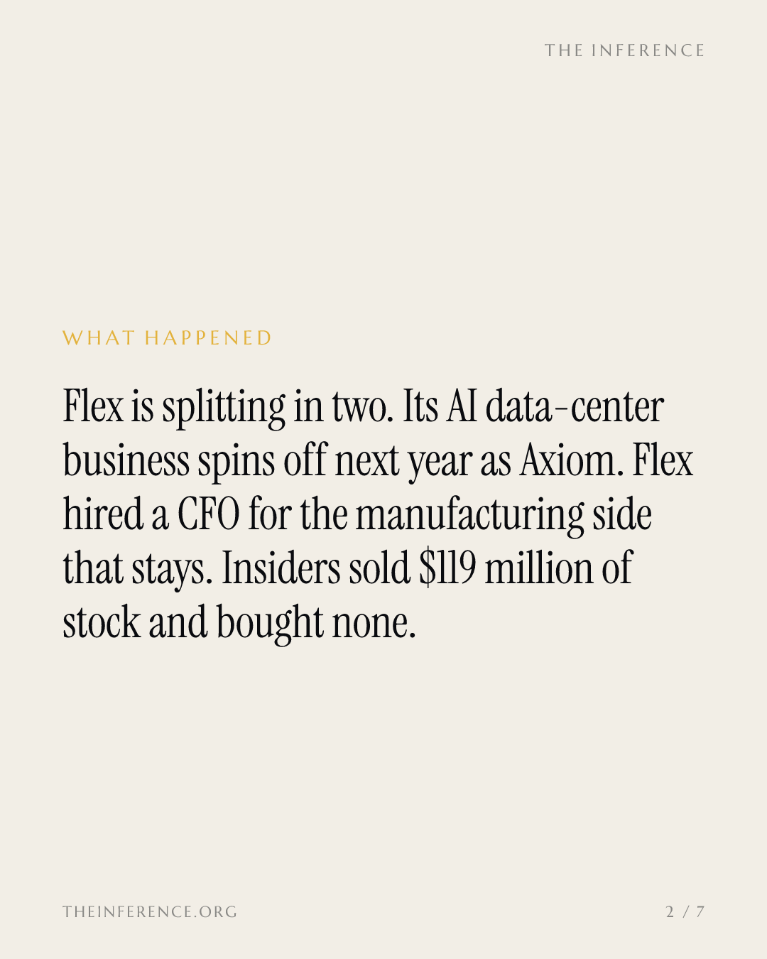 Flex hires a CFO for its post-AI future while insiders sell $119 million of the present — slide 1