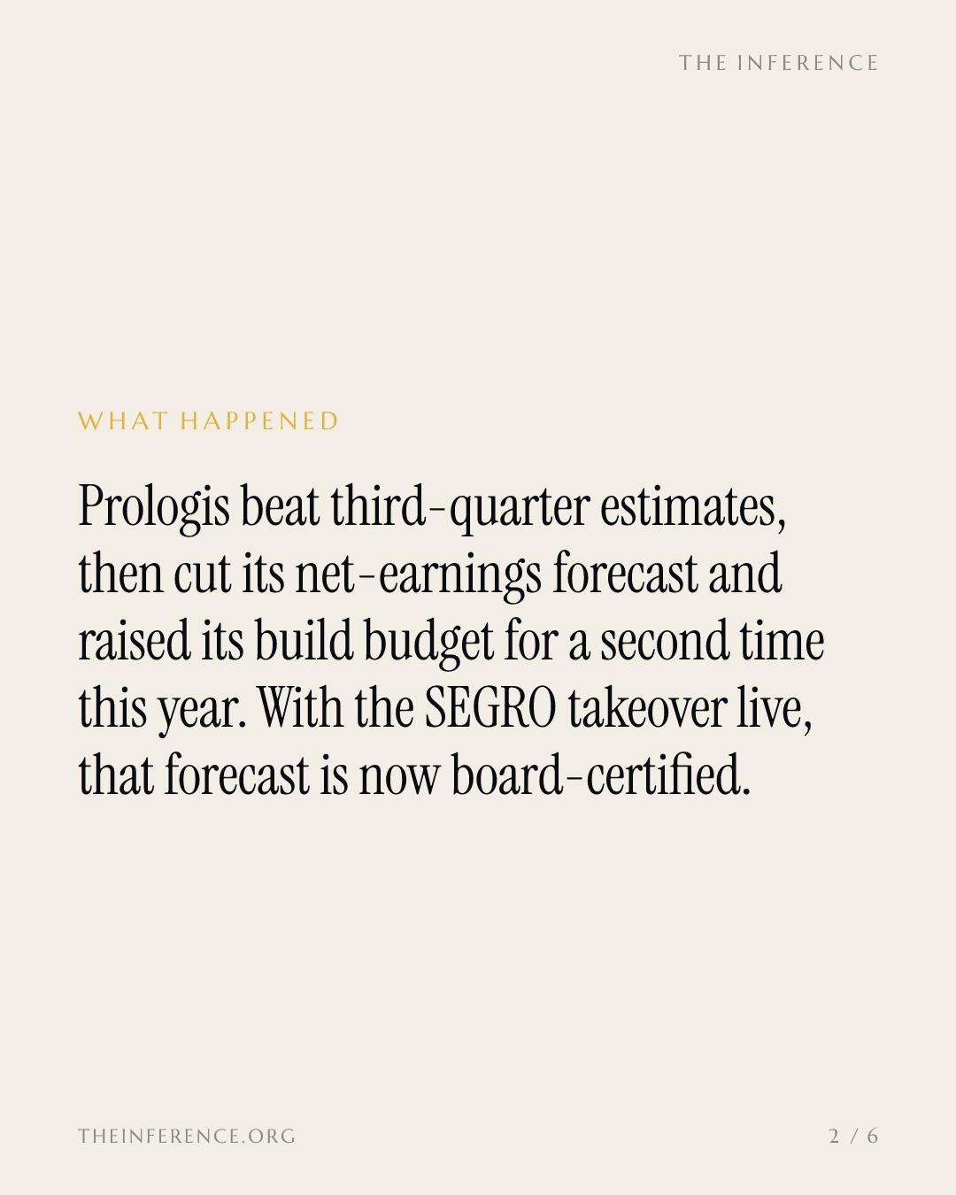 Prologis cuts earnings to $4.05-$4.15, raises build budget up to $5.75 billion as the SEGRO bid is live — slide 1