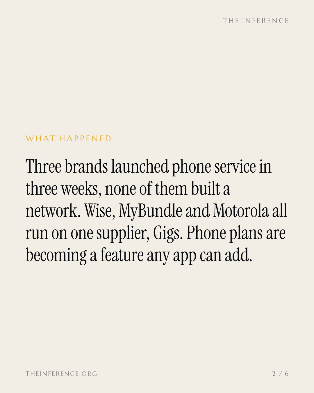 Wise, MyBundle and Motorola all began selling phone service on one supplier, Gigs, in three weeks — slide 1