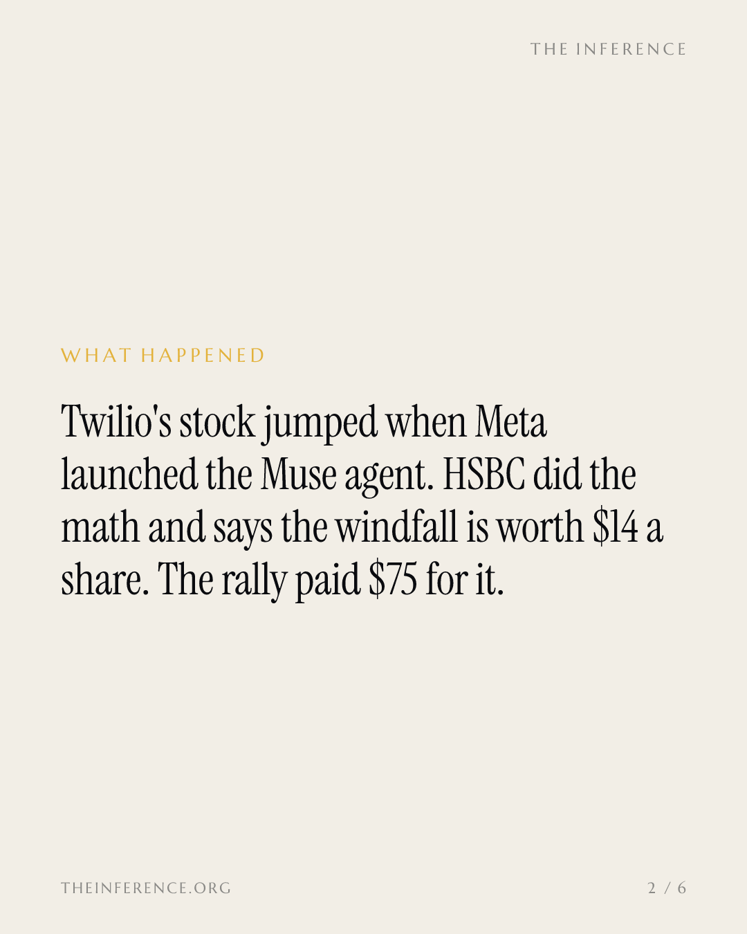 HSBC calcula a bonança do Muse para a Twilio em US$ 14 por ação; a alta já rendeu US$ 75 — slide 1