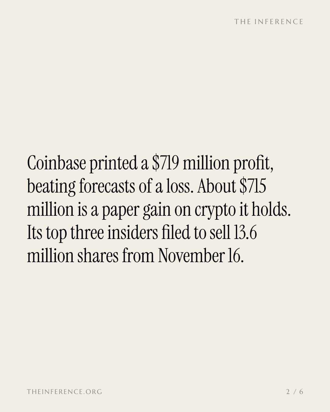 Armstrong Files to Sell $1.31 Billion of Coinbase After a $719 Million Profit That Is Mostly a Crypto Mark — slide 1