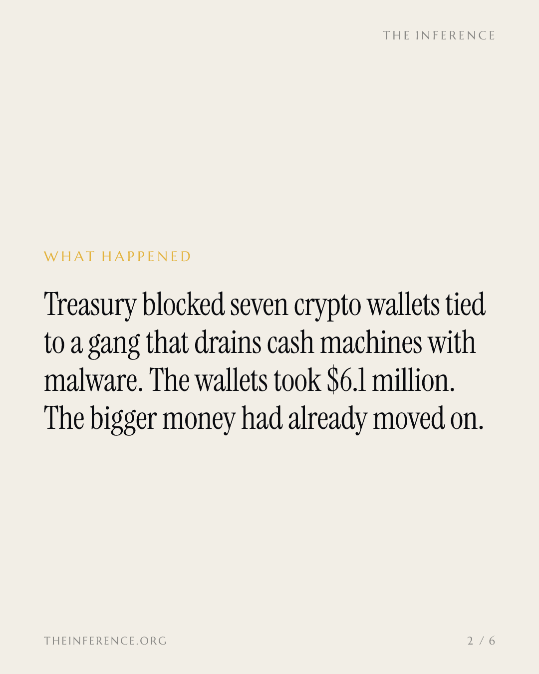 OFAC Blocked Seven Wallets and Counted $6.1 Million. The Cash Left Two Hops Ago — slide 1