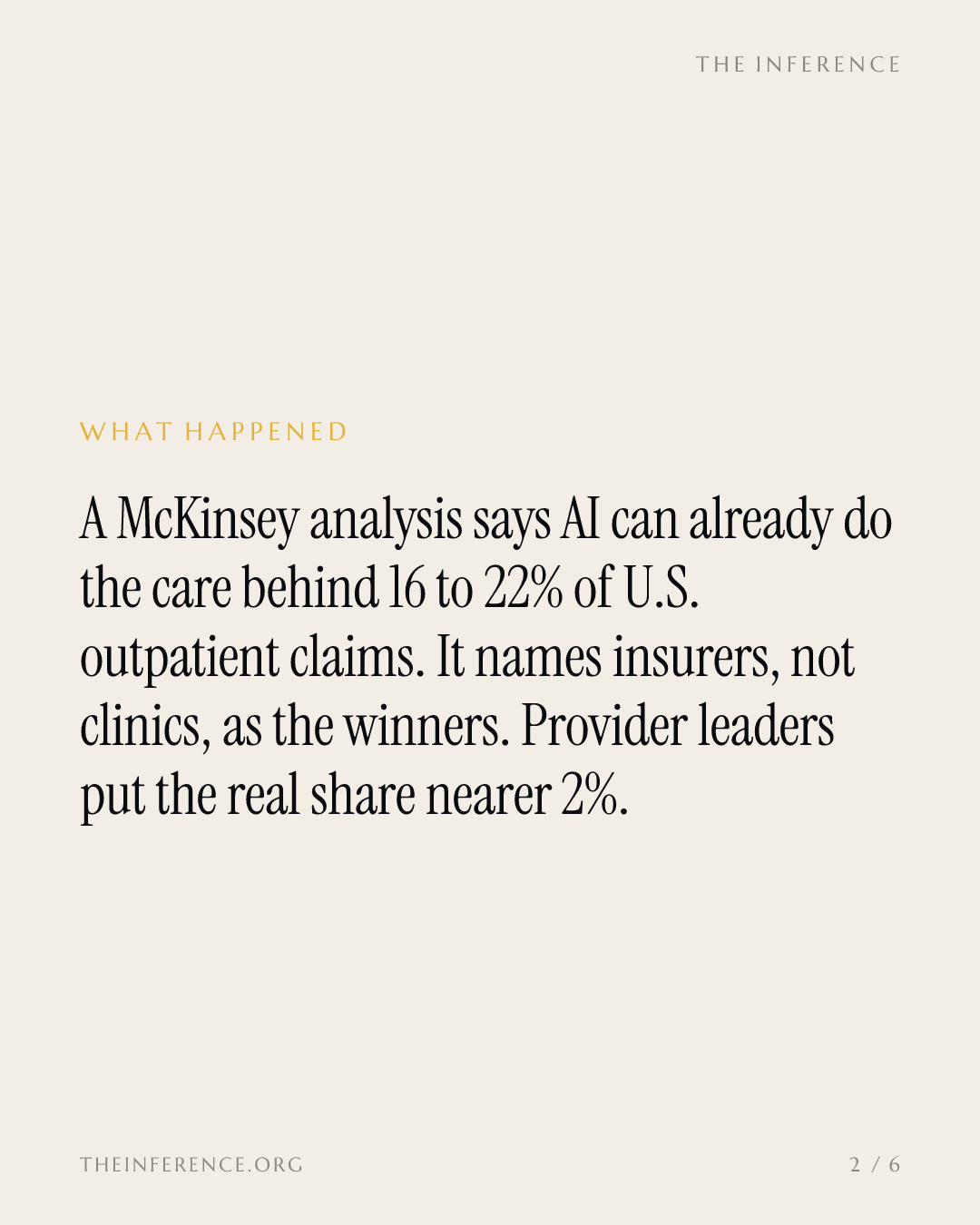 McKinsey's AI math gives insurers the front door and doctors the deskilling bill — slide 1