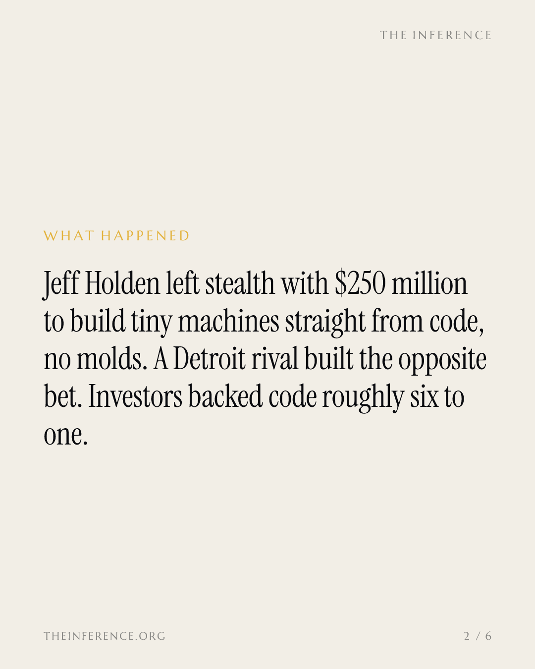 Atomic Machines raised $250 million for no-mold micro-machines, six times Atomic Industries' $42 million — slide 1