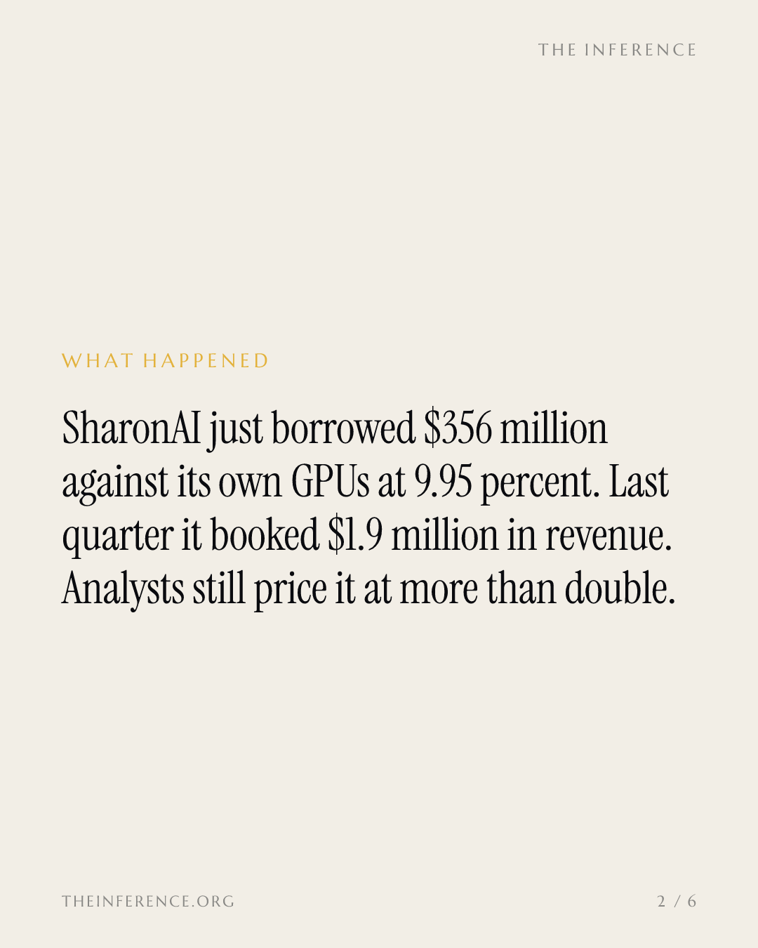 Lenders want 9.95% from SharonAI. Analysts still see the stock at $105. — slide 1