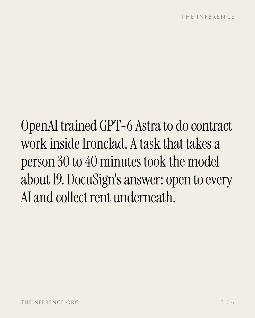OpenAI trained GPT-6 at Ironclad, DocuSign's rival; DocuSign opened its platform to every AI — slide 1