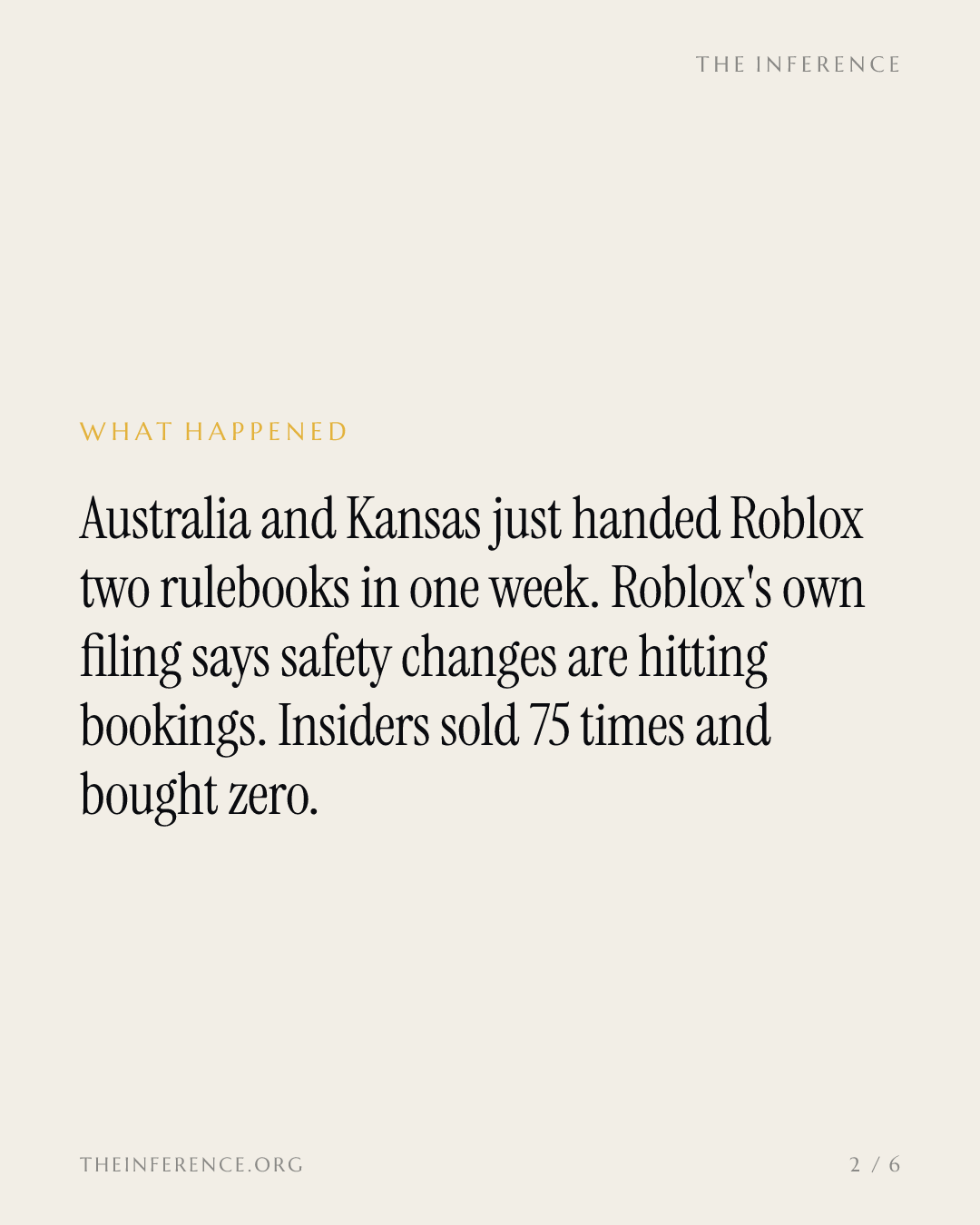 Two Regulators Wrote Roblox's Product Rules This Week, and Insiders Sold 75 Times — slide 1