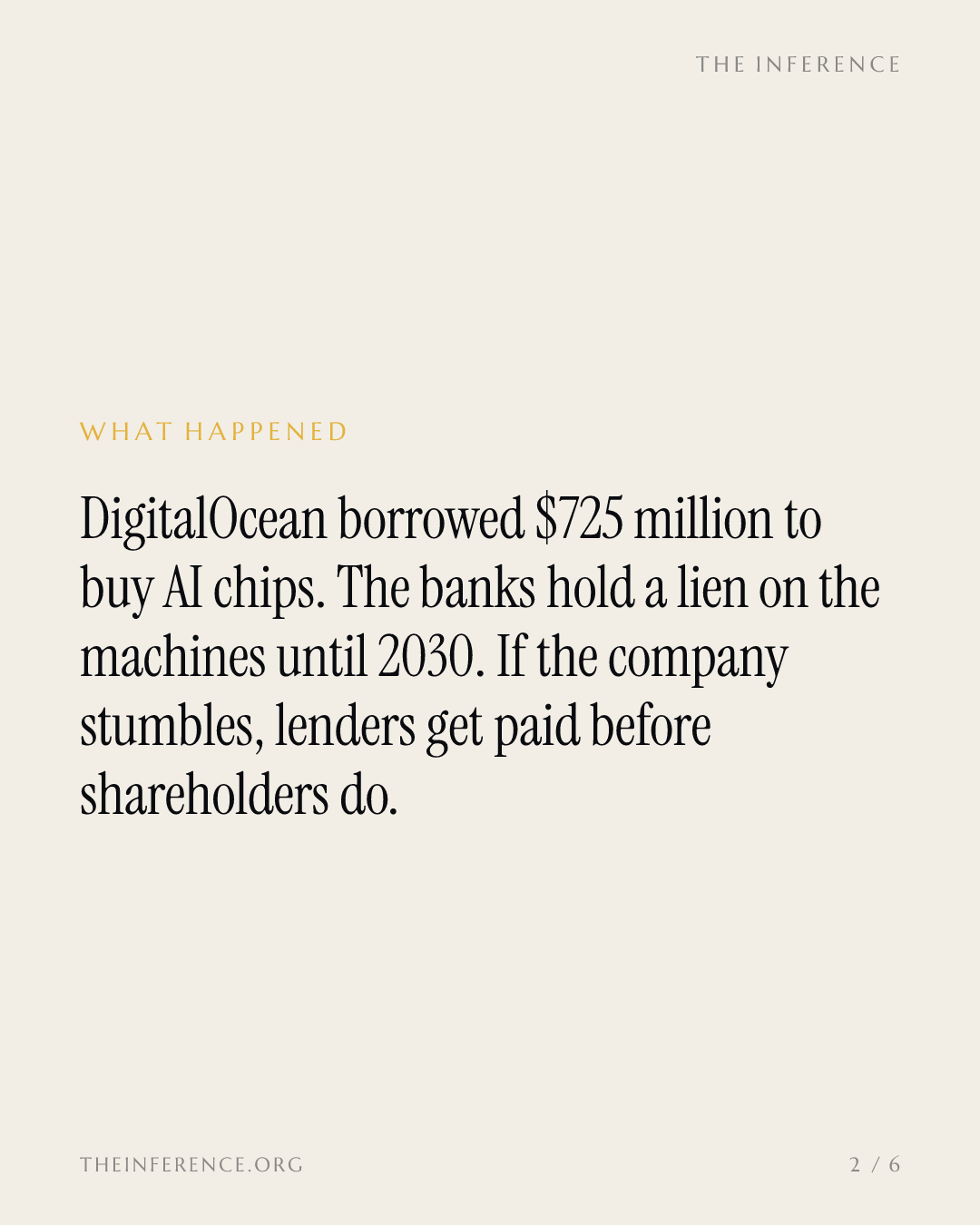 DigitalOcean mortgaged its GPUs for $725 million, and the bill runs to 2030 — slide 1