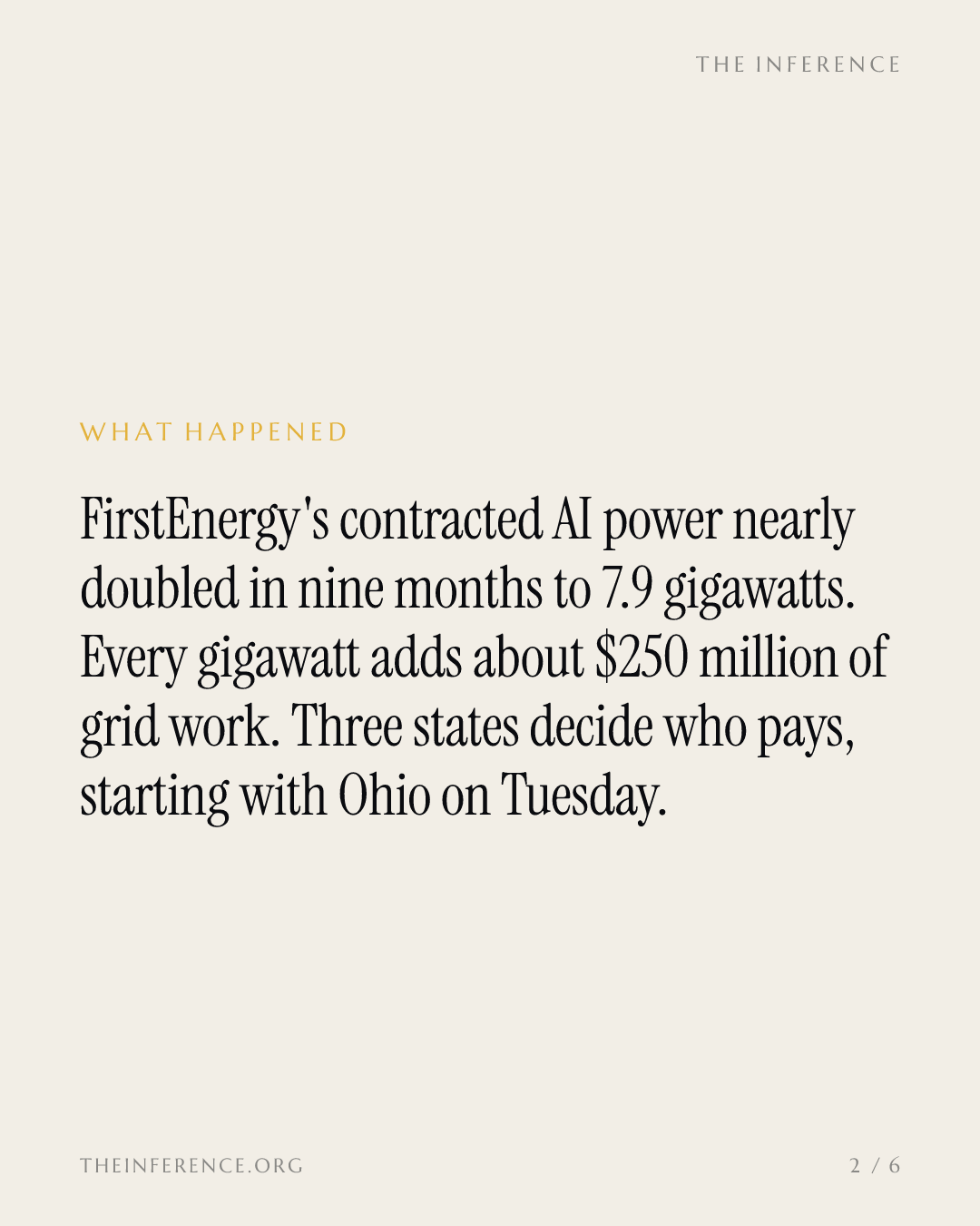 FirstEnergy nearly doubles contracted AI load in nine months to 7.9 GW, and Ohio votes on who pays — slide 1