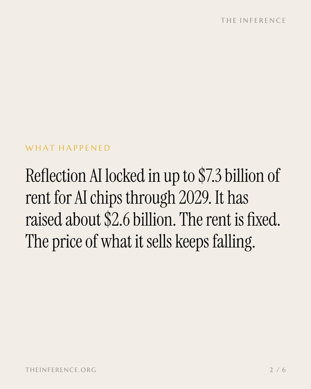 Reflection AI locked up to $7.3 billion of GPU rent inside a token price war — slide 1