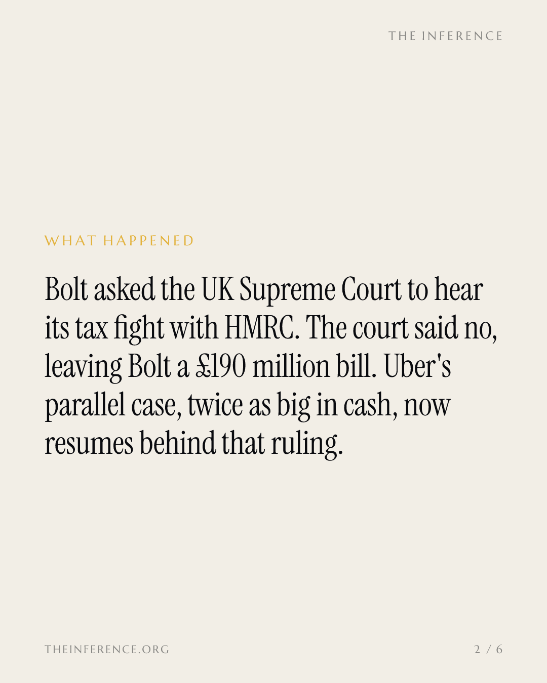 Bolt lost its UK tax appeal; Uber has $1.8 billion booked as coming back on the same dispute — slide 1