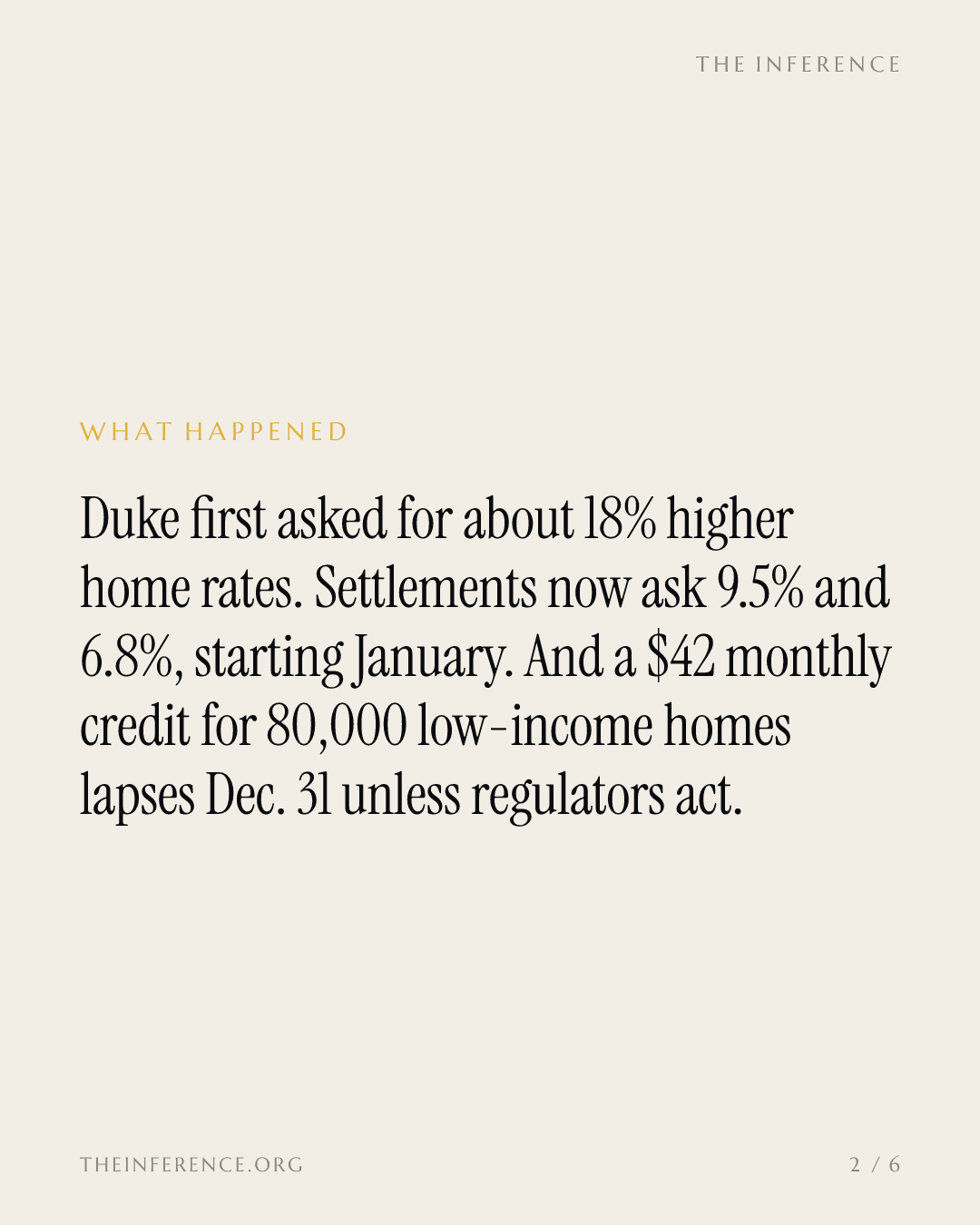 Duke Energy's North Carolina rate ask is cut in half; a $42 monthly credit for 80,000 homes ends Dec. 31 — slide 1
