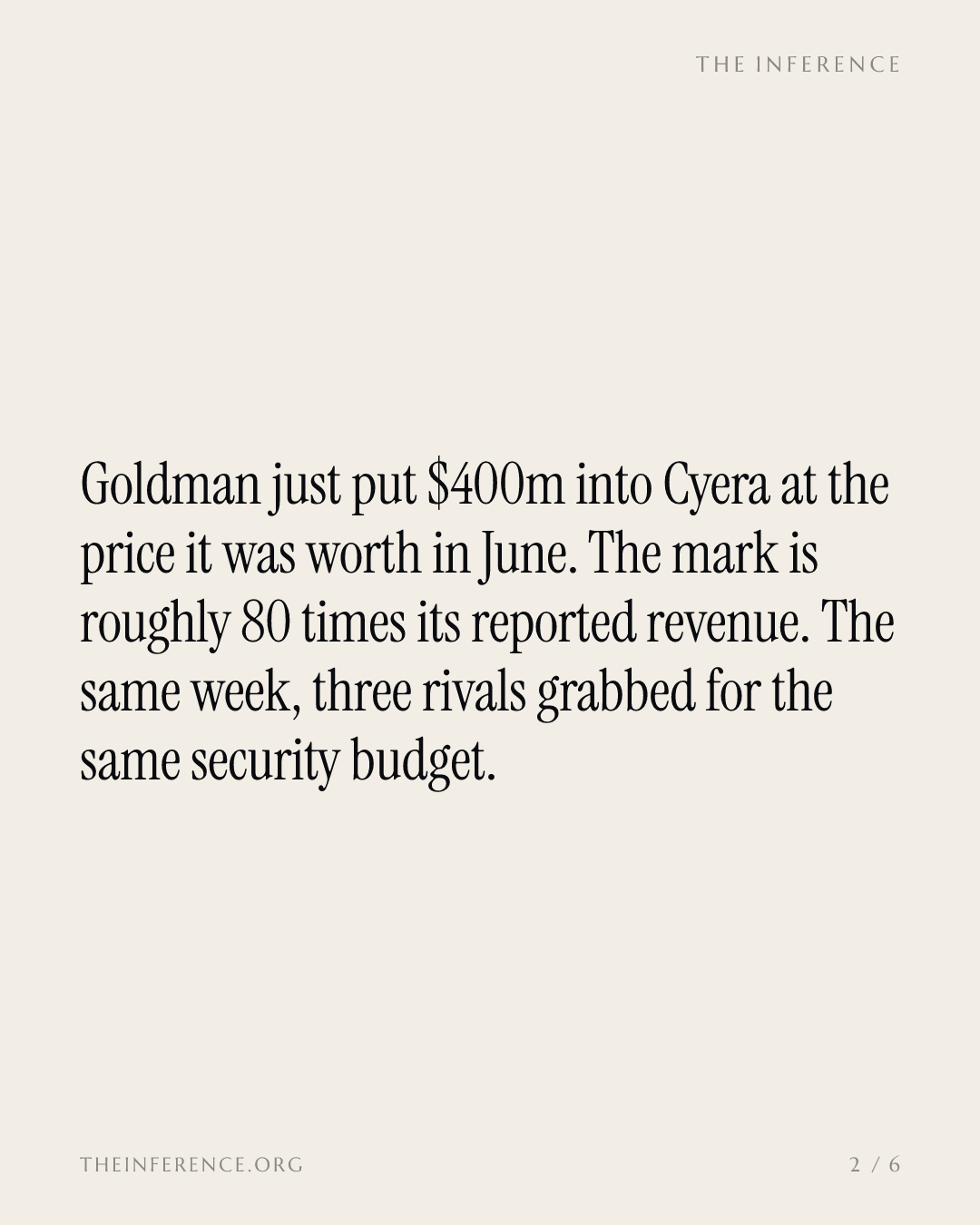 Goldman pays June's price for Cyera as four camps fight over the agent-security budget — slide 1