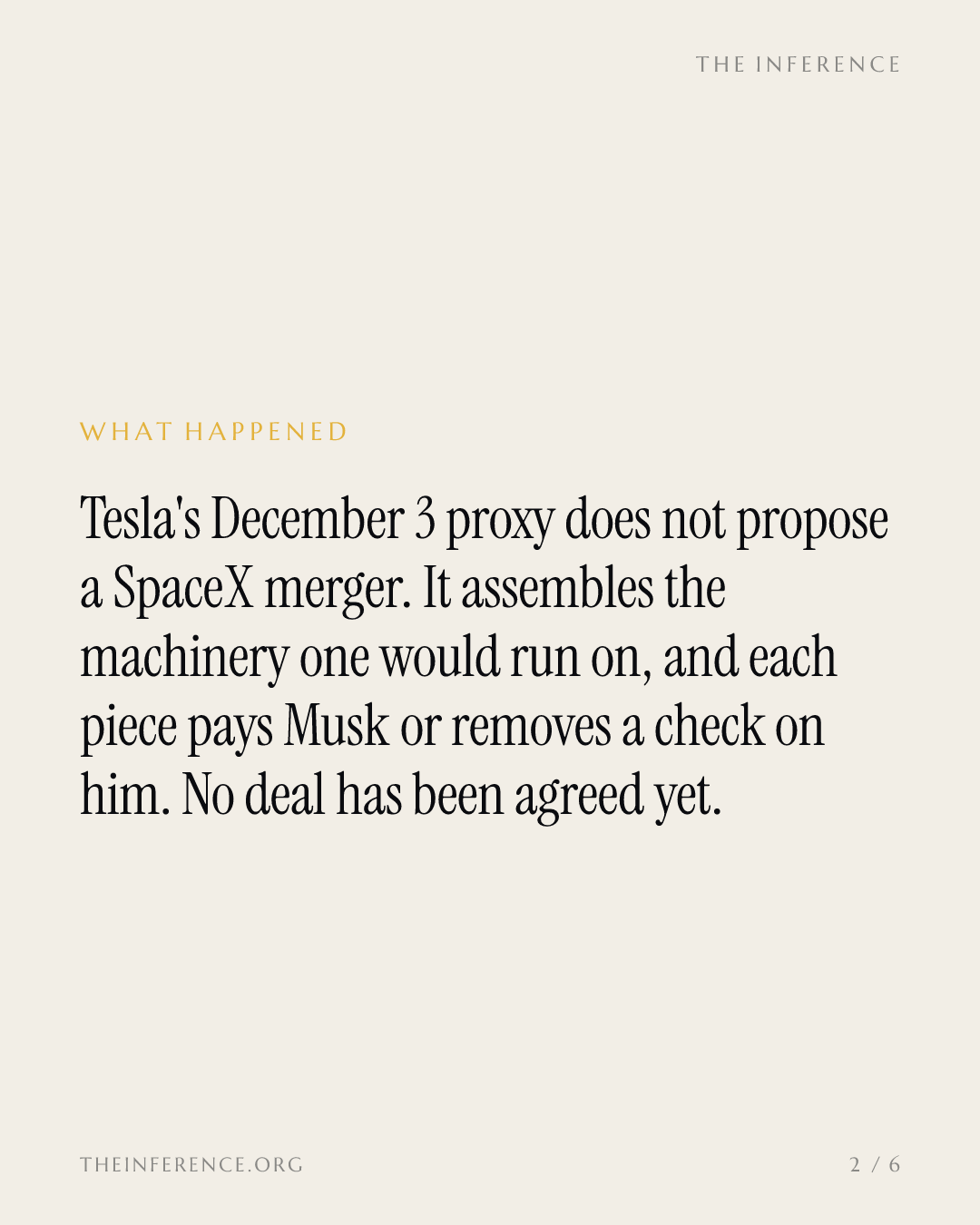 Tesla's proxy paves a SpaceX merger that pays Musk on deal price alone — slide 1