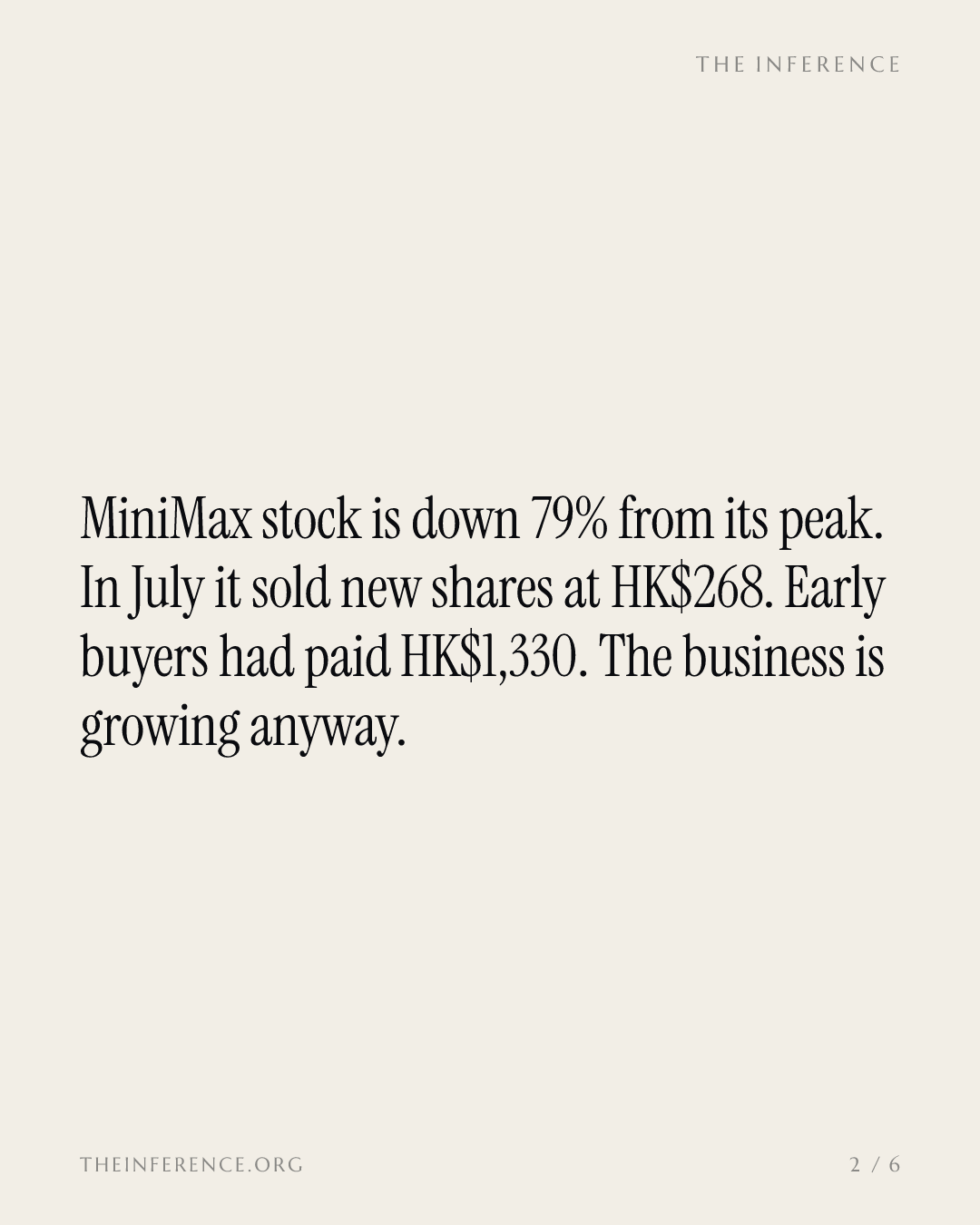 MiniMax's public buyers paid HK$1,330. New money just got in at HK$268. — slide 1