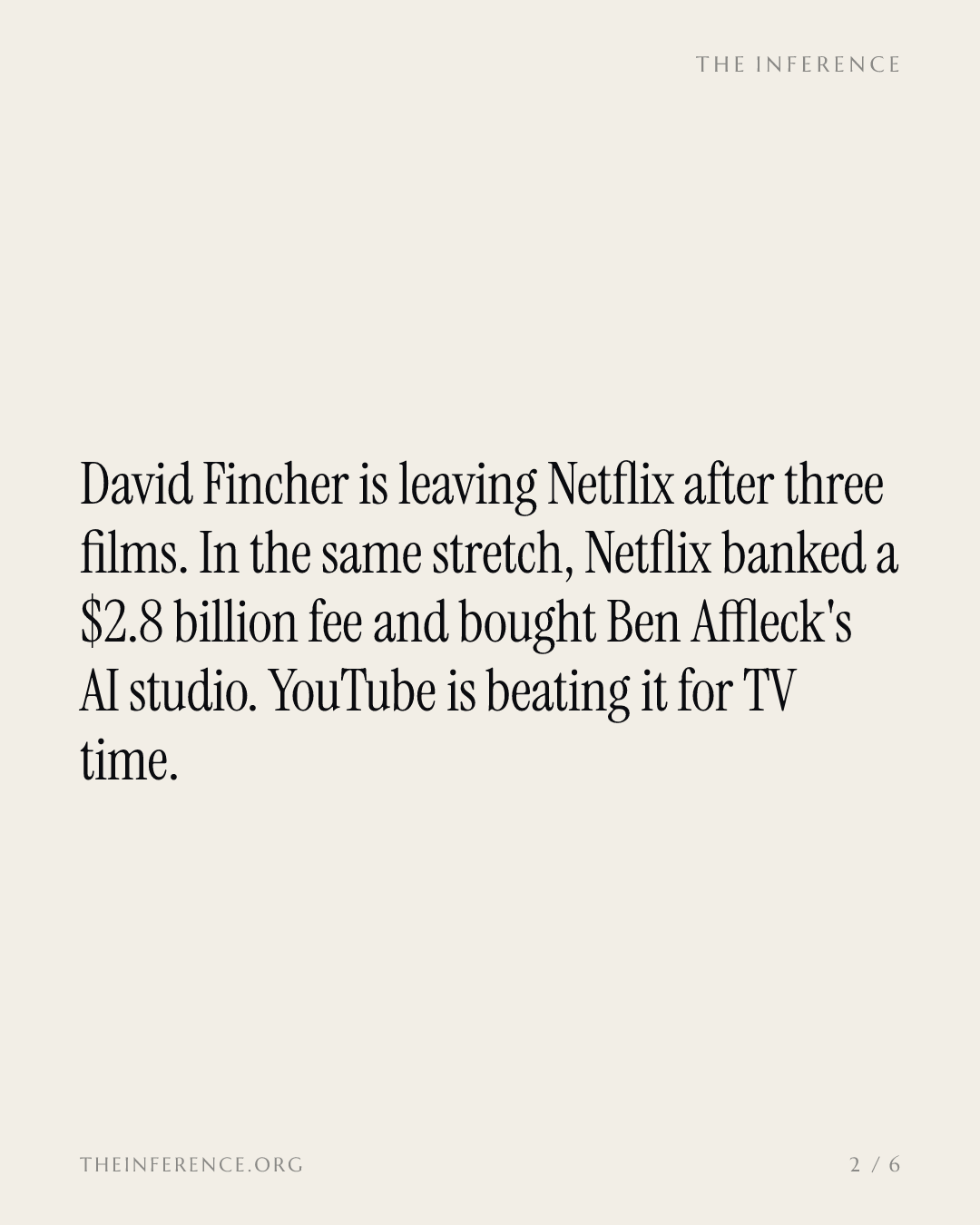 David Fincher exits Netflix the year it bought Affleck's $587 million AI studio — slide 1