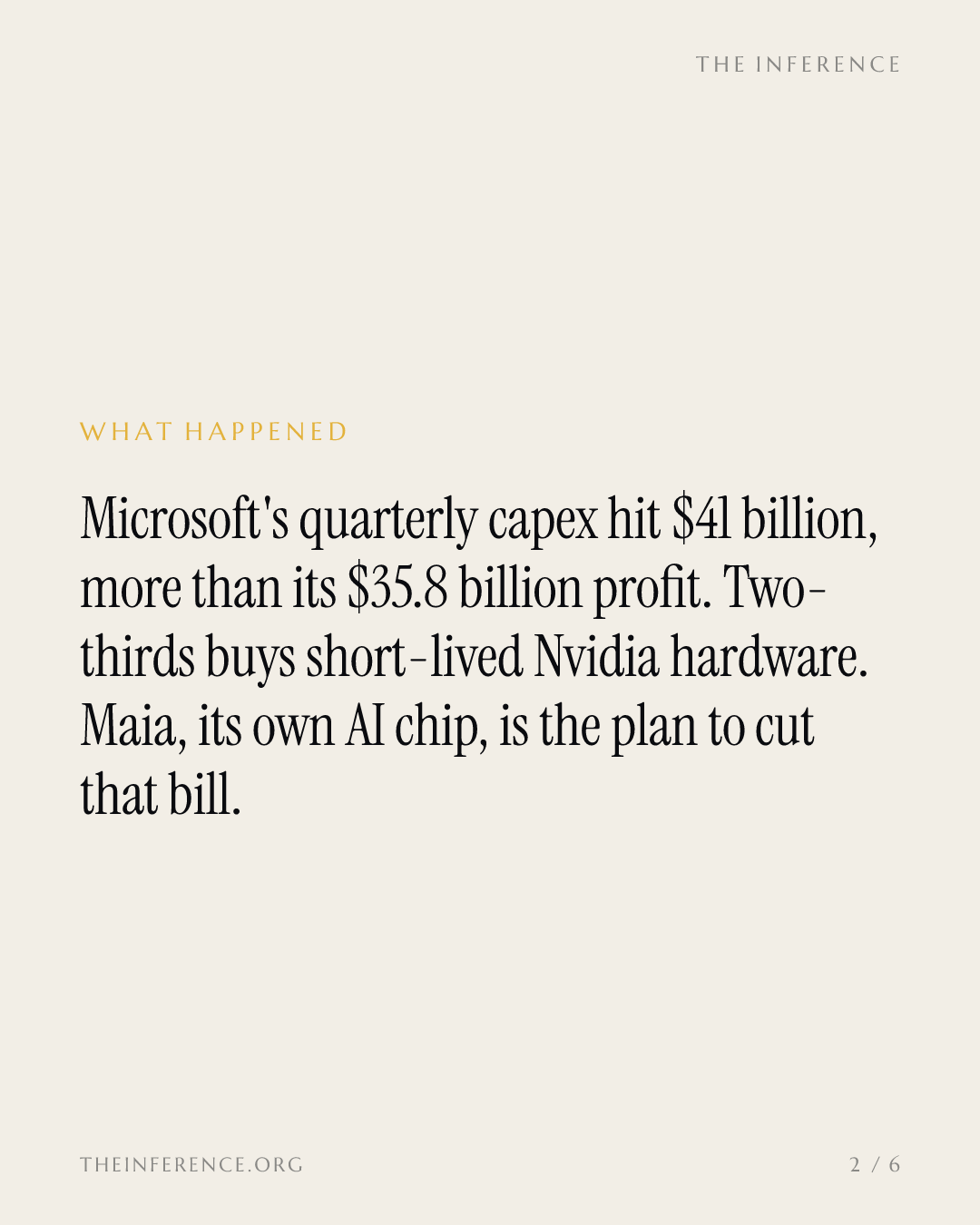 Microsoft's $41 billion capex quarter tops its $35.8 billion net income, and Maia is the bet — slide 1