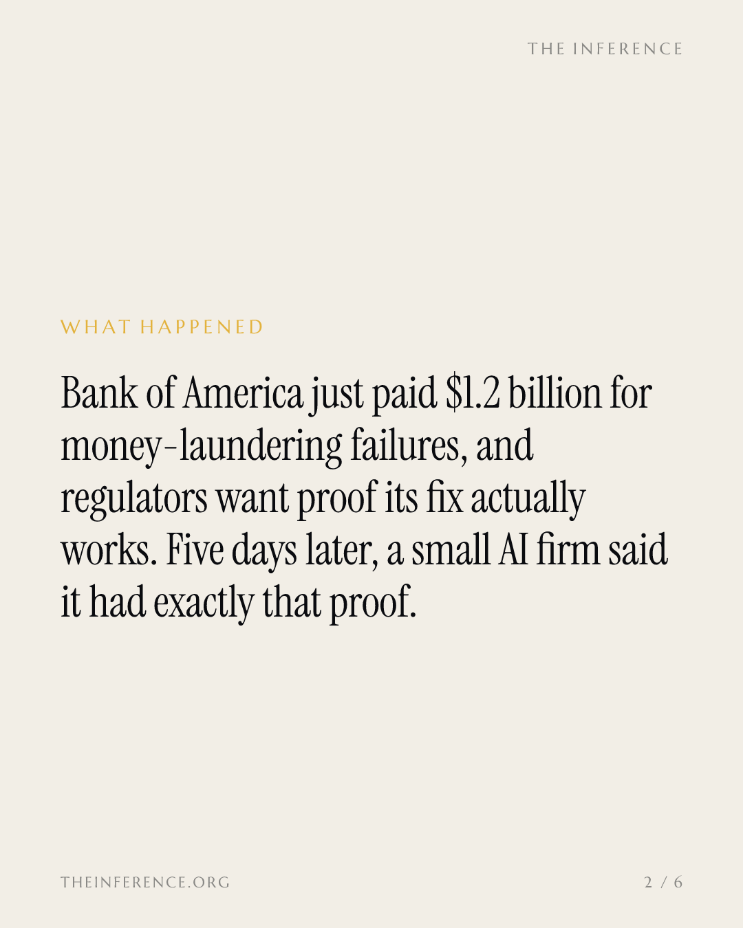 Bank of America's $1.2 billion fine made auditable AI compliance the scarce good — slide 1