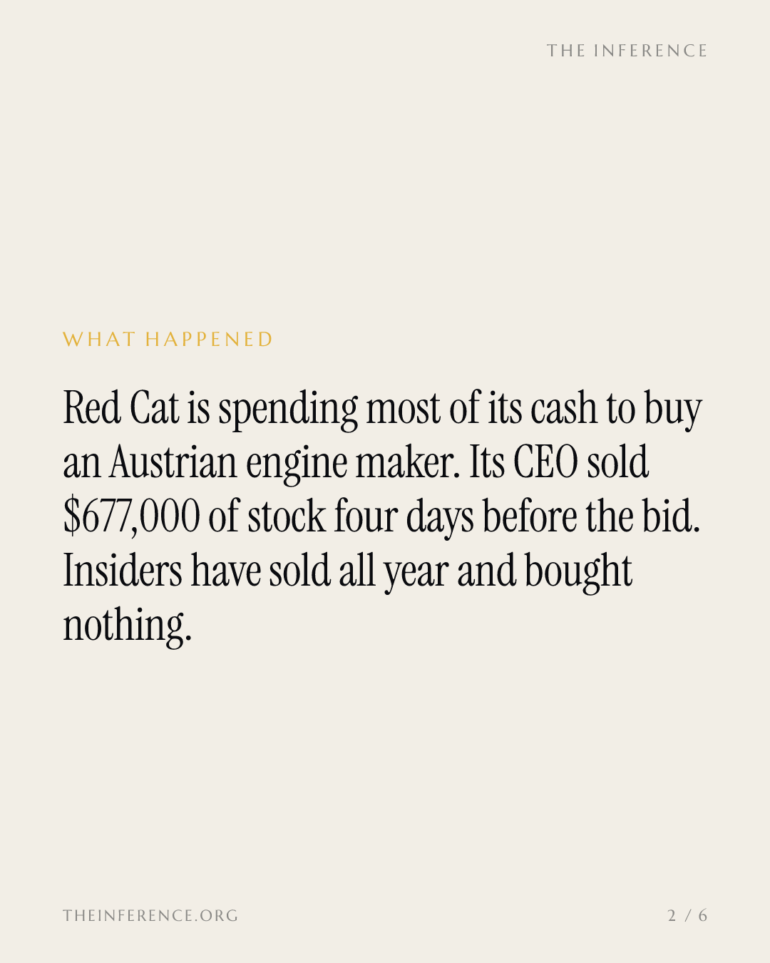 Red Cat's CEO Sold Stock Four Days Before Asking Shareholders to Fund His $230 Million Bid — slide 1