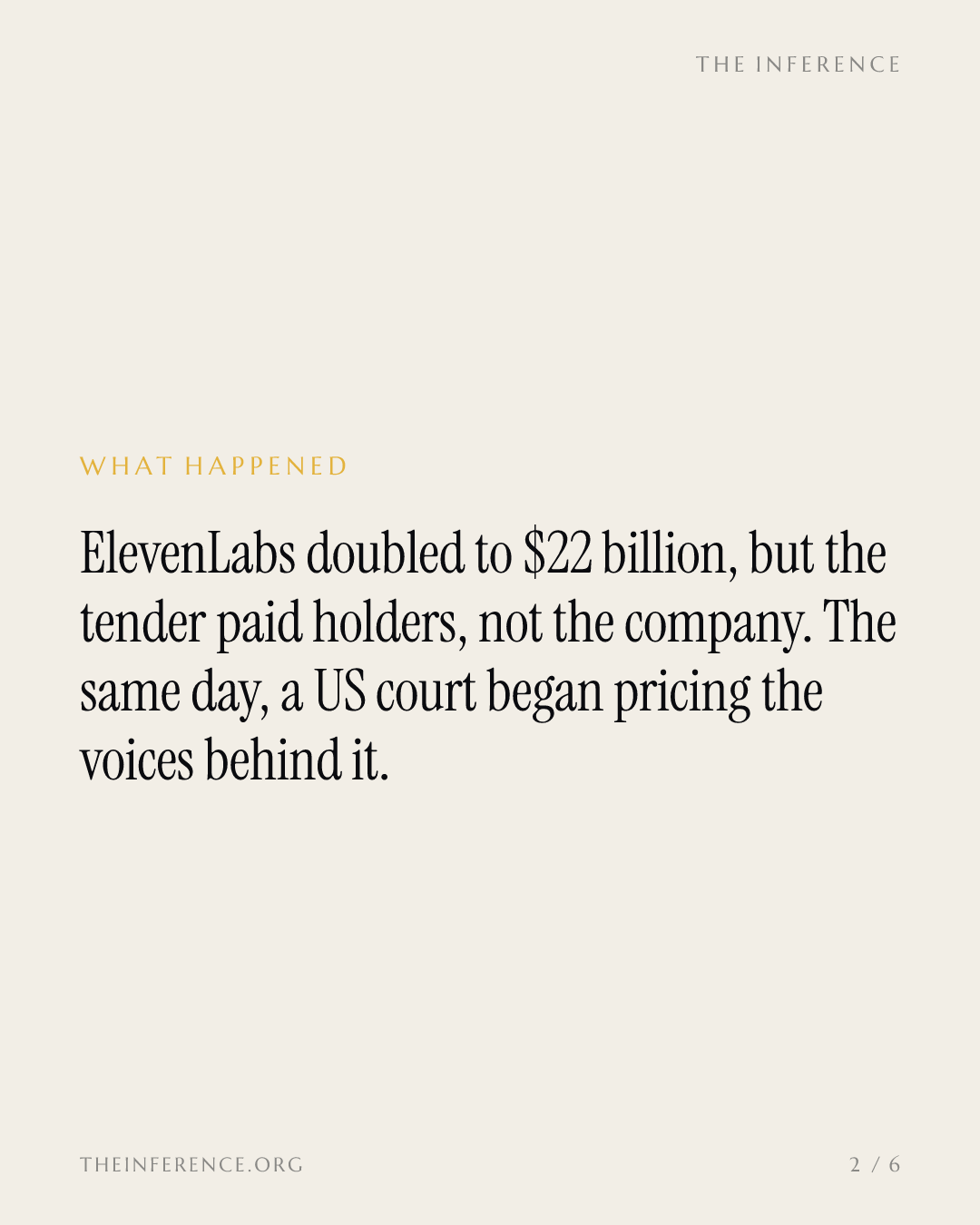 ElevenLabs' $22B mark prices the agent calls, not the voices — slide 1