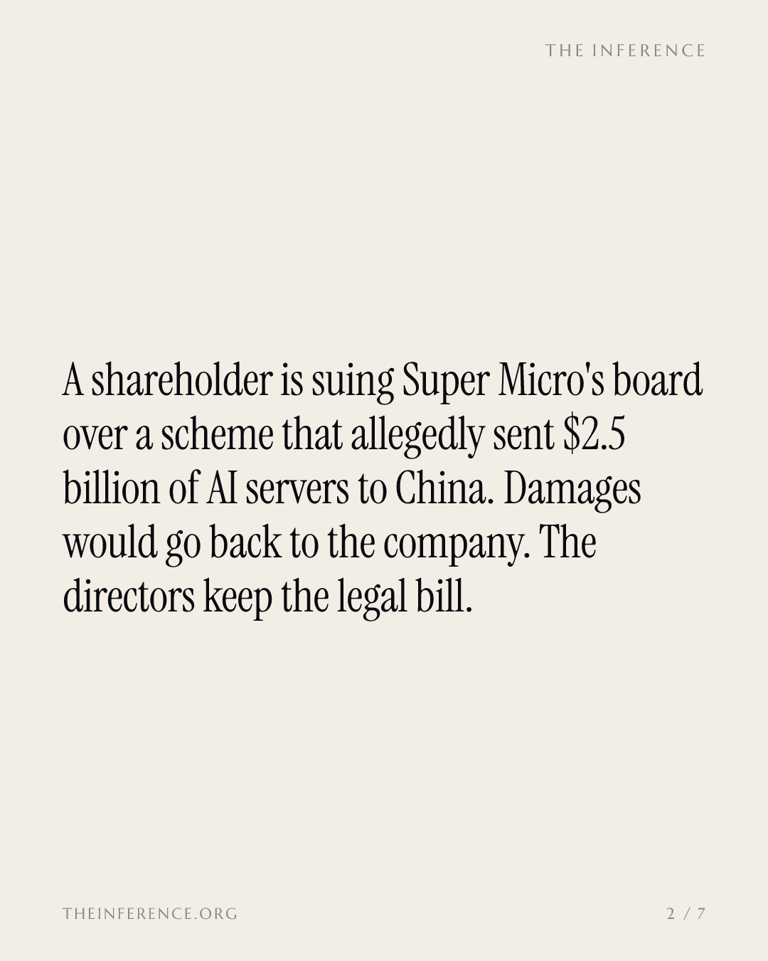 Super Micro's board is sued over the $2.5 billion of AI servers a contractor admitted went to China — slide 1
