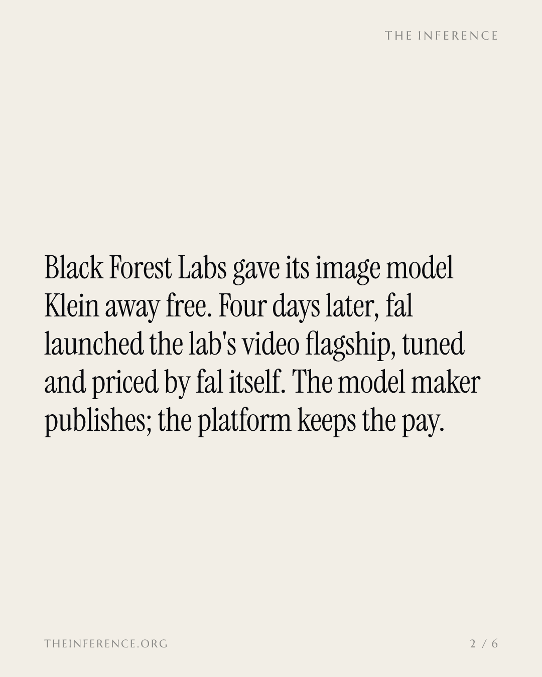 Black Forest Labs gives Klein away free; fal prices FLUX 3 Max at 75% off and keeps the customer — slide 1