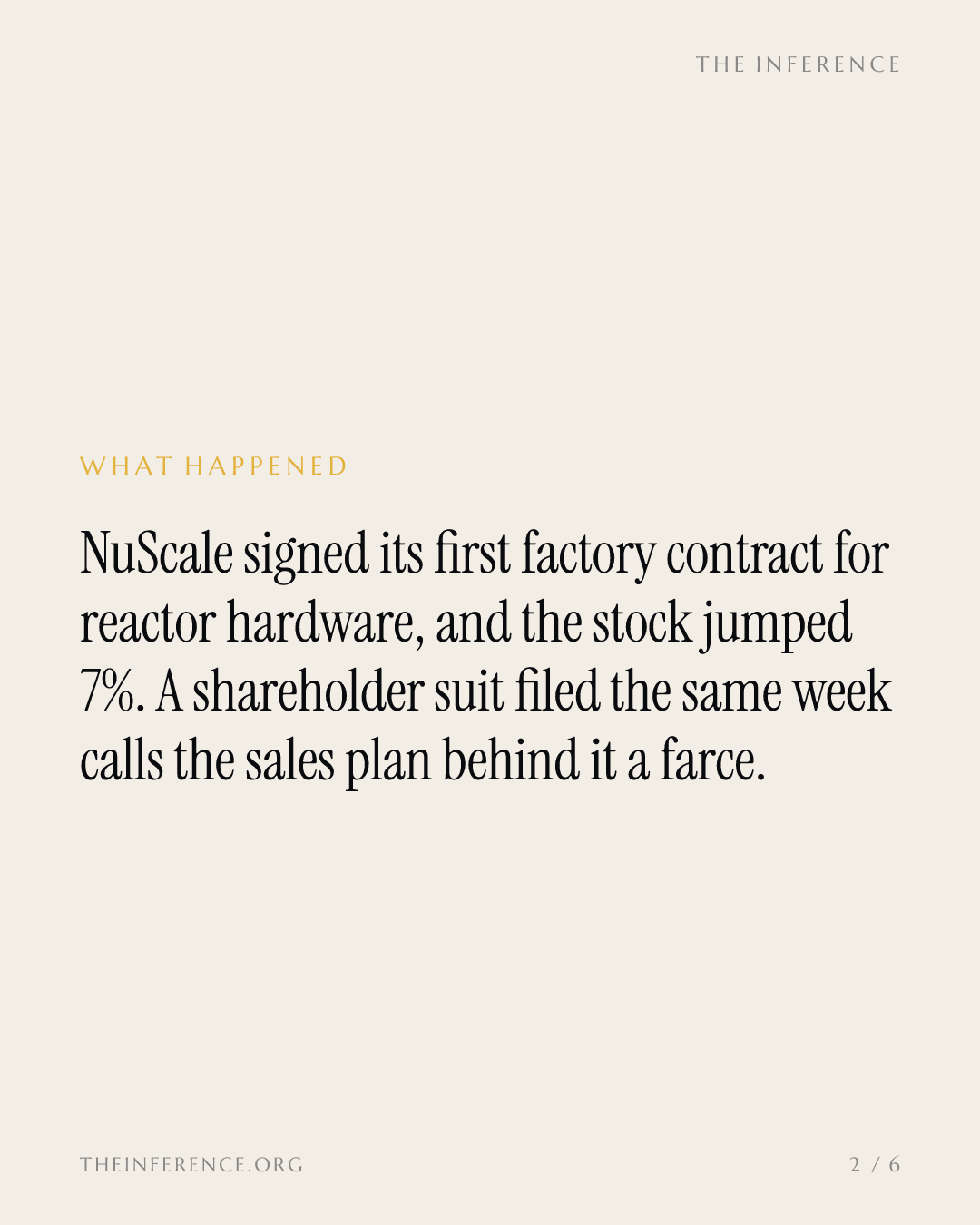 NuScale jumped 7% on its first reactor hardware, while a shareholder suit called its plan a farce — slide 1