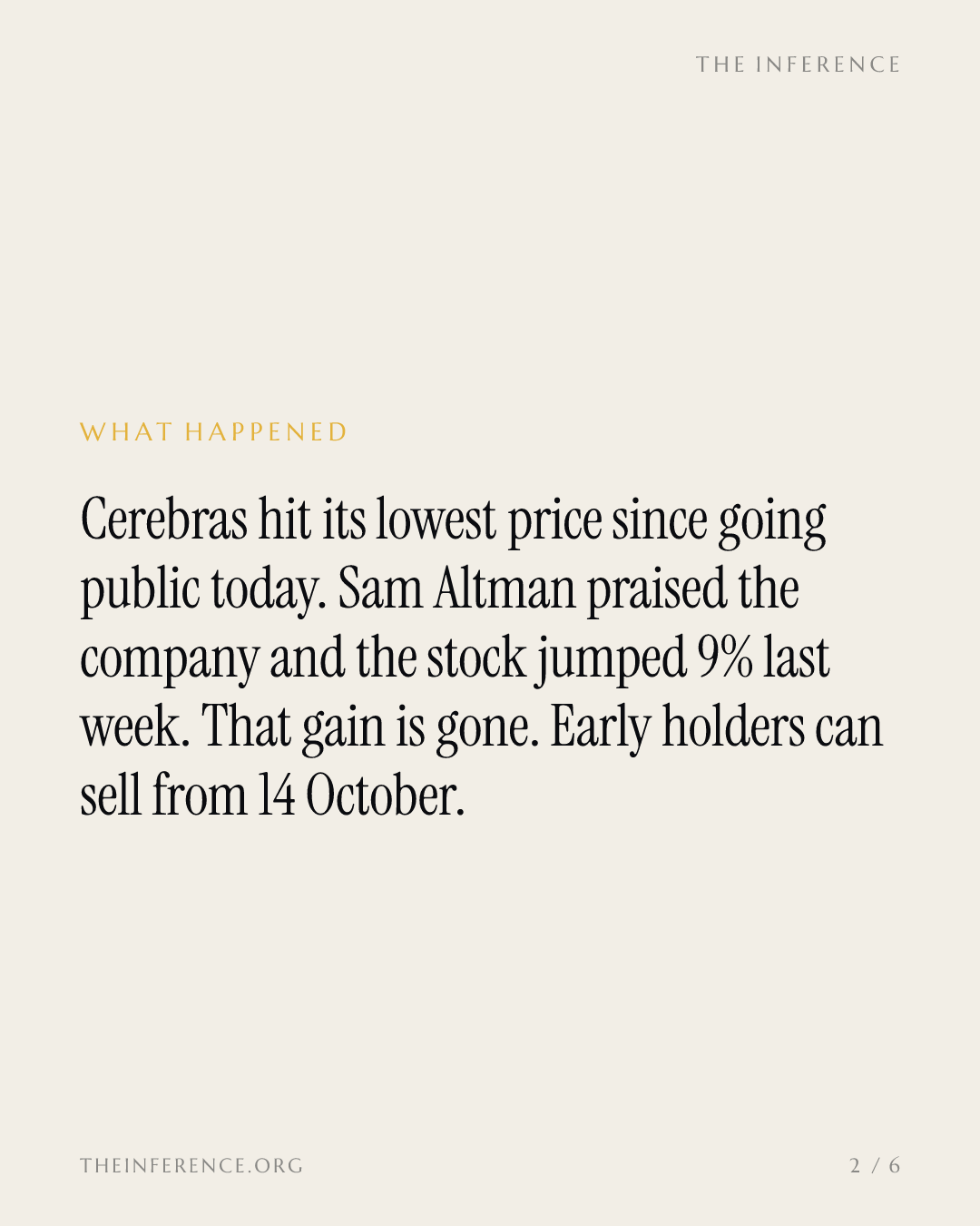 Cerebras hits a new low days before insiders can sell — slide 1