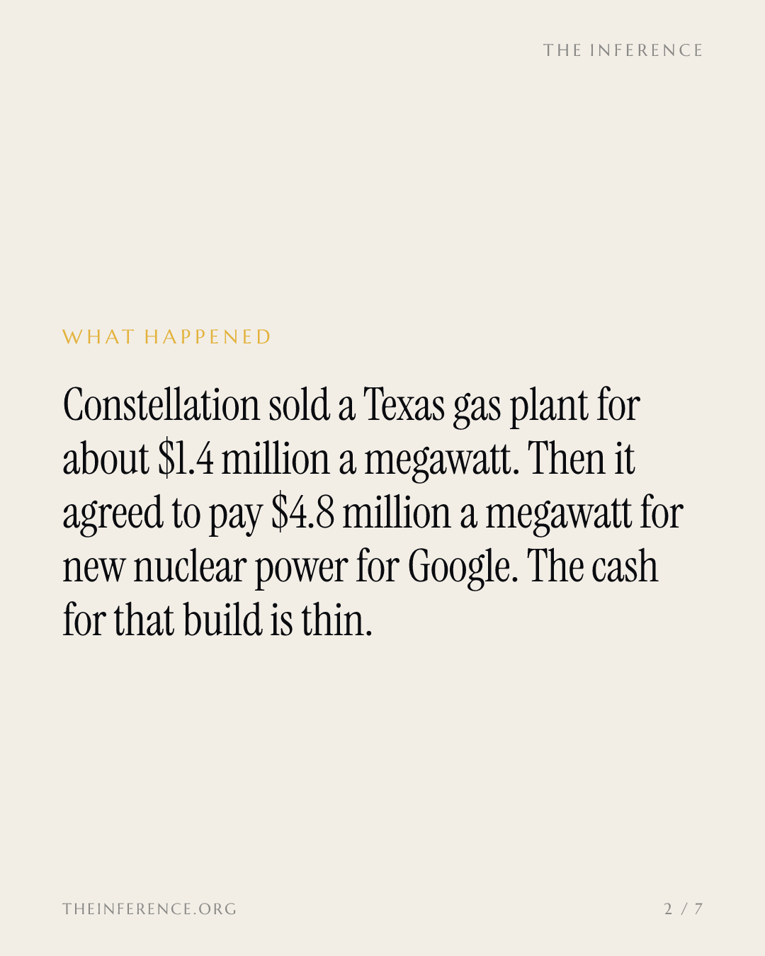 Constellation sold gas at $1.4 million a megawatt, then priced nuclear at $4.8 million — slide 1