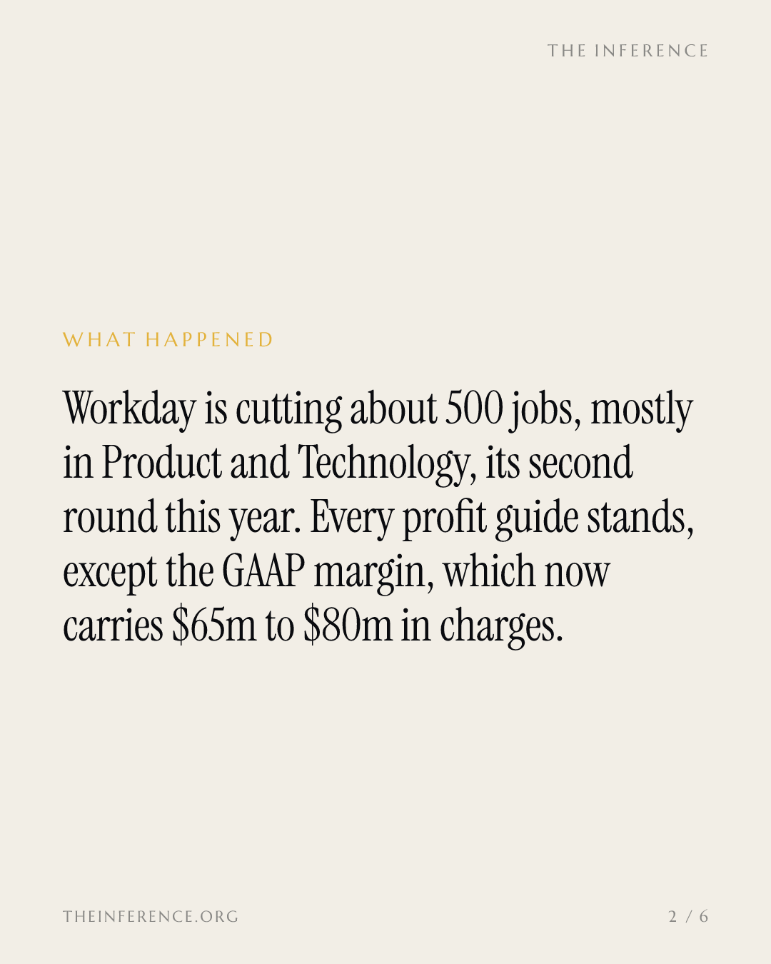 Workday cuts 500 staff, mostly product, and holds every profit guide except GAAP — slide 1