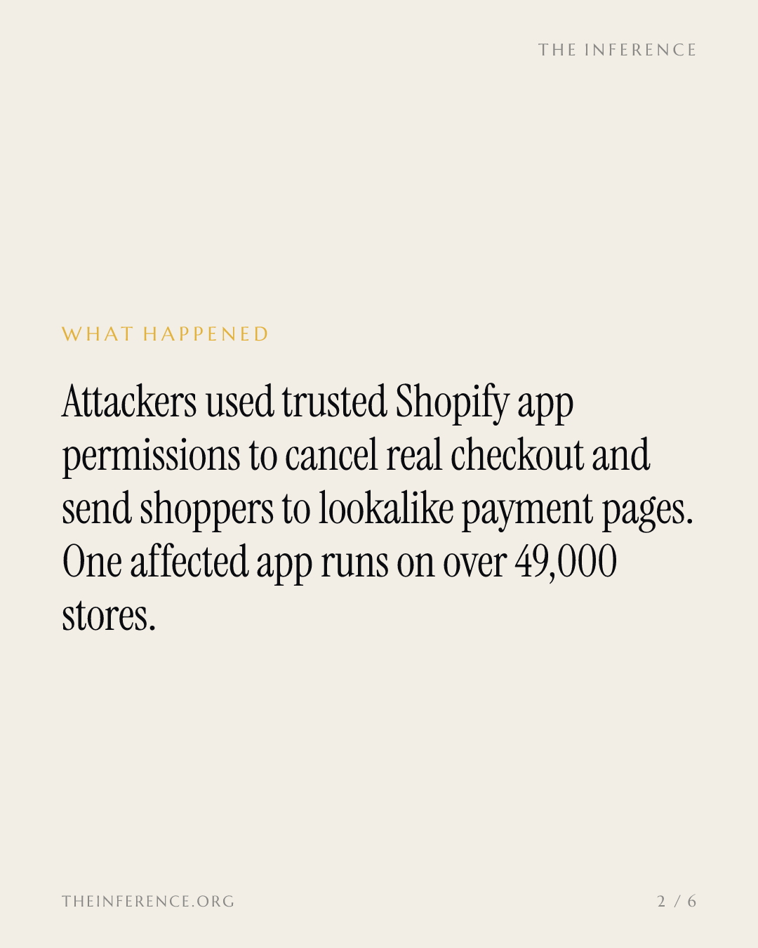 Attackers faked checkout through a 49,000-store Shopify app as Amazon and eBay block AI shopping agents — slide 1