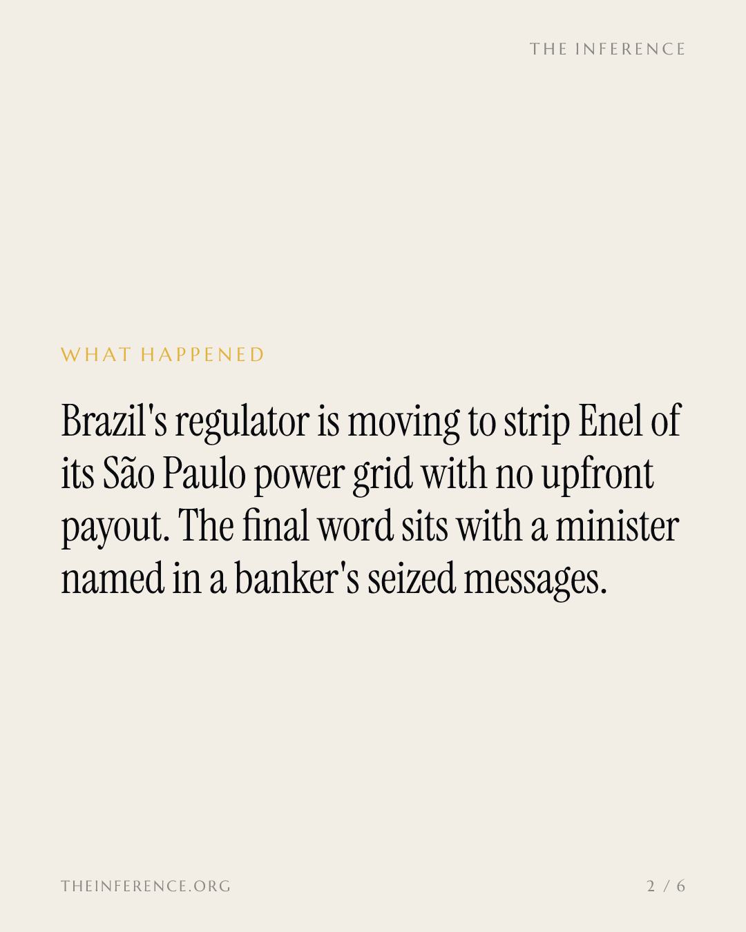 Enel's São Paulo concession now waits on a minister named in a banker's seized messages — slide 1