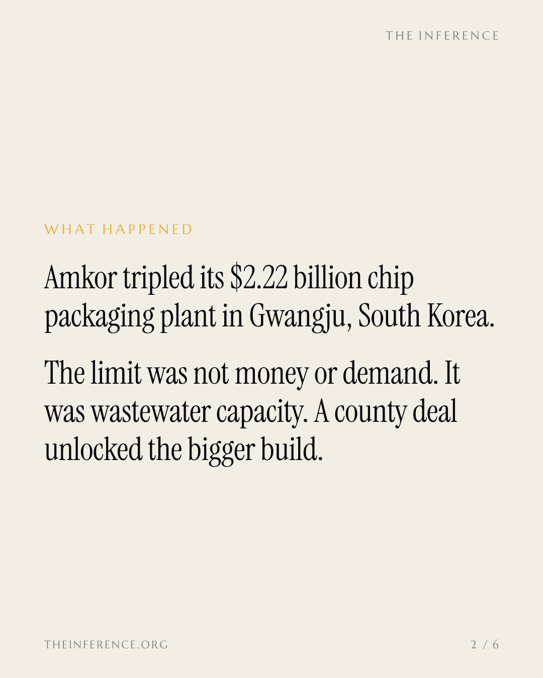 Amkor tripled its Gwangju plant to $2.22 billion on a county wastewater deal; results land Oct. 26 — slide 1