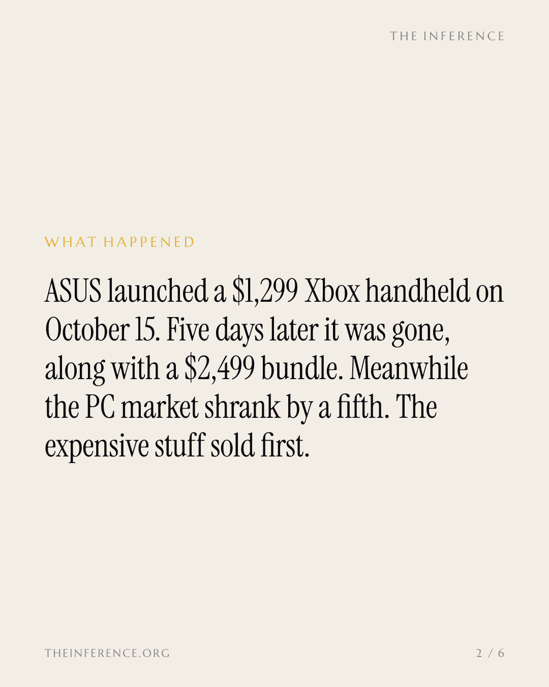 ASUS sells out its $1,299 Xbox handheld in five days as PC shipments slide 21% — slide 1