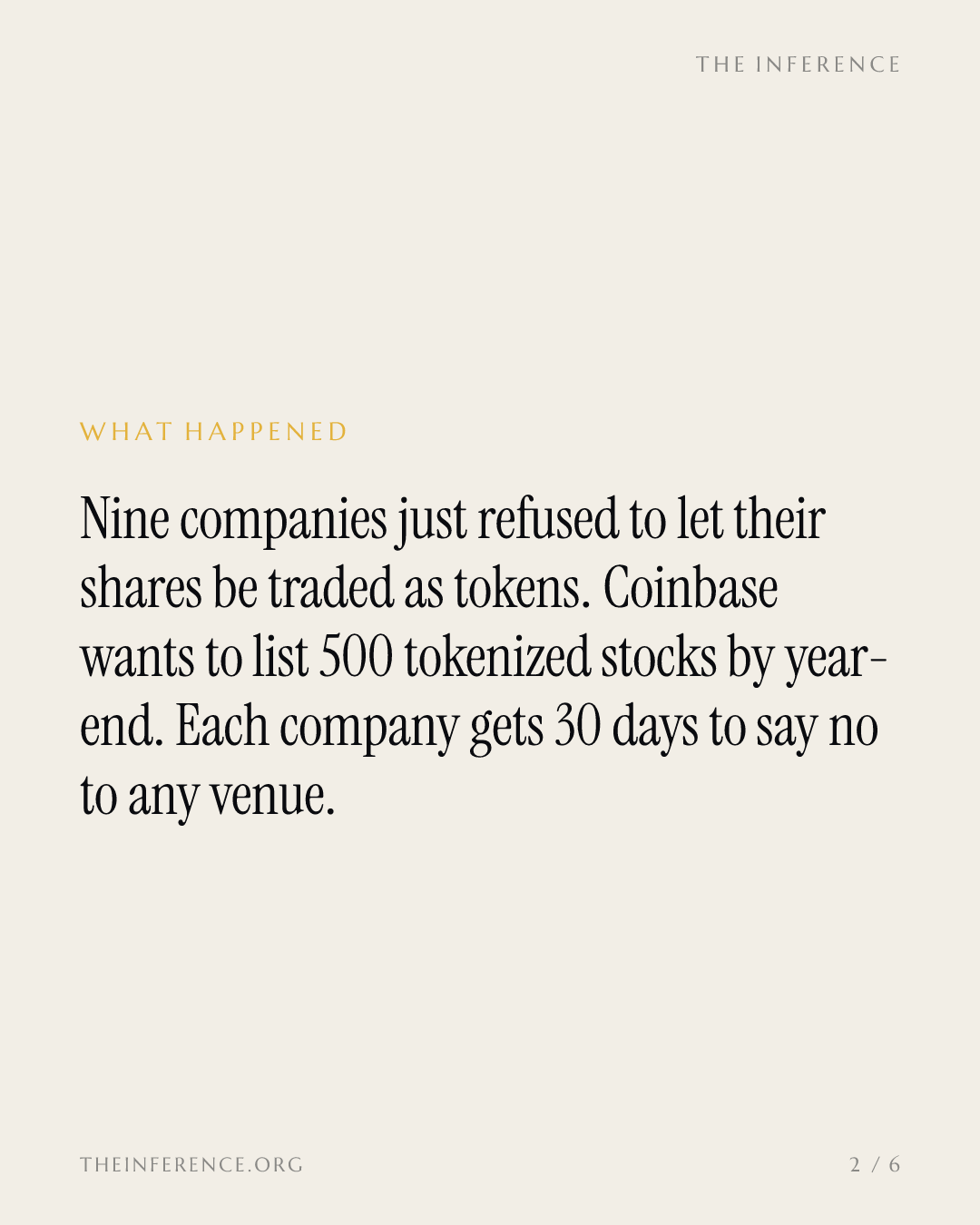 Nine issuer vetoes are the real test of Coinbase's 500-stock plan — slide 1