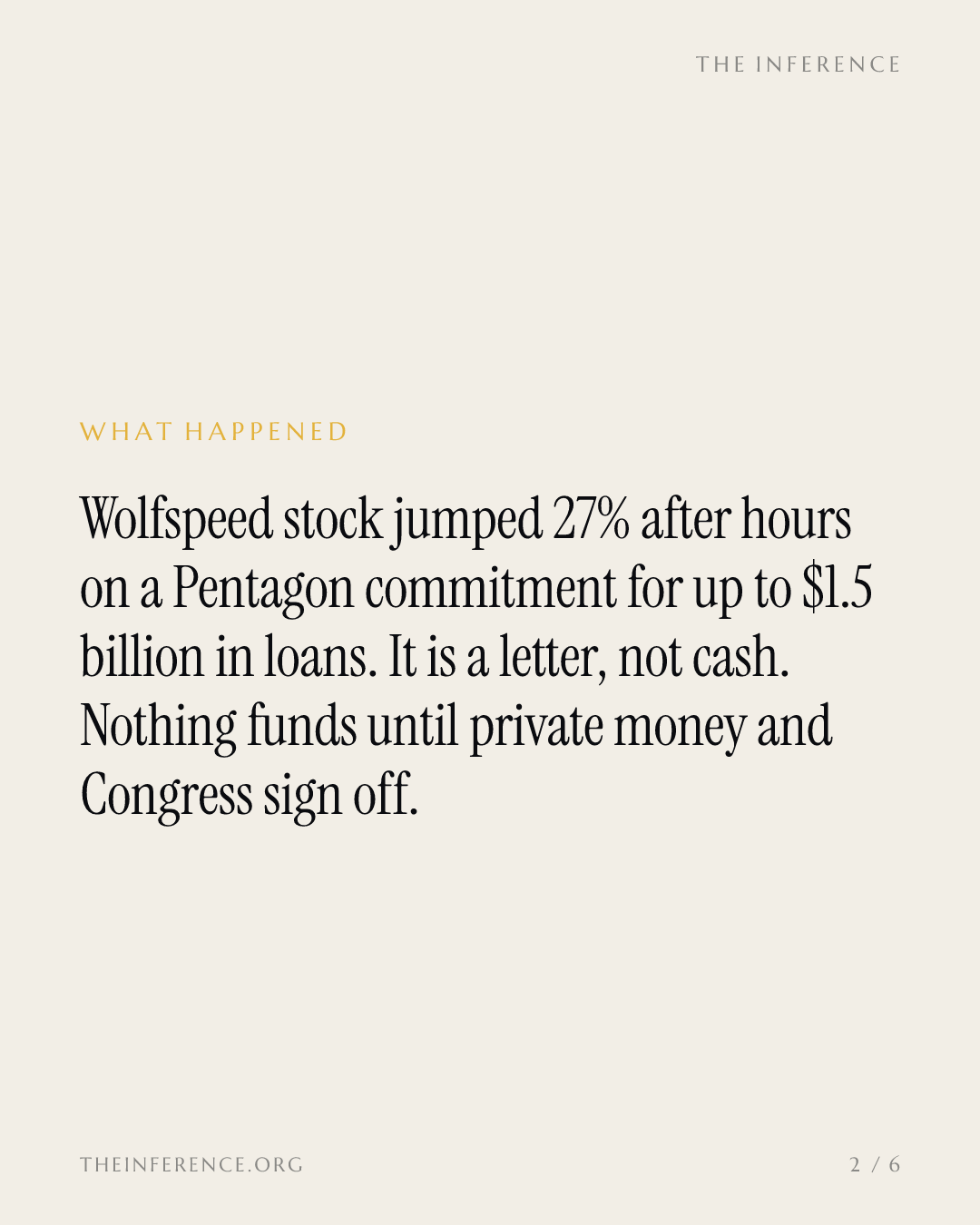 Wolfspeed's $1.5 billion Pentagon loan is a letter, not a check — slide 1