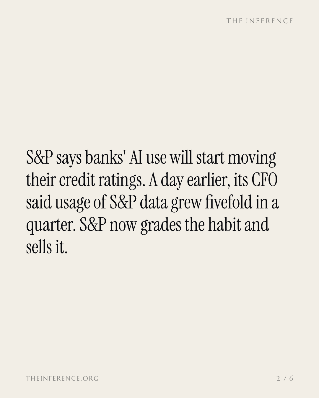 S&P will grade banks on their AI consumption — slide 1