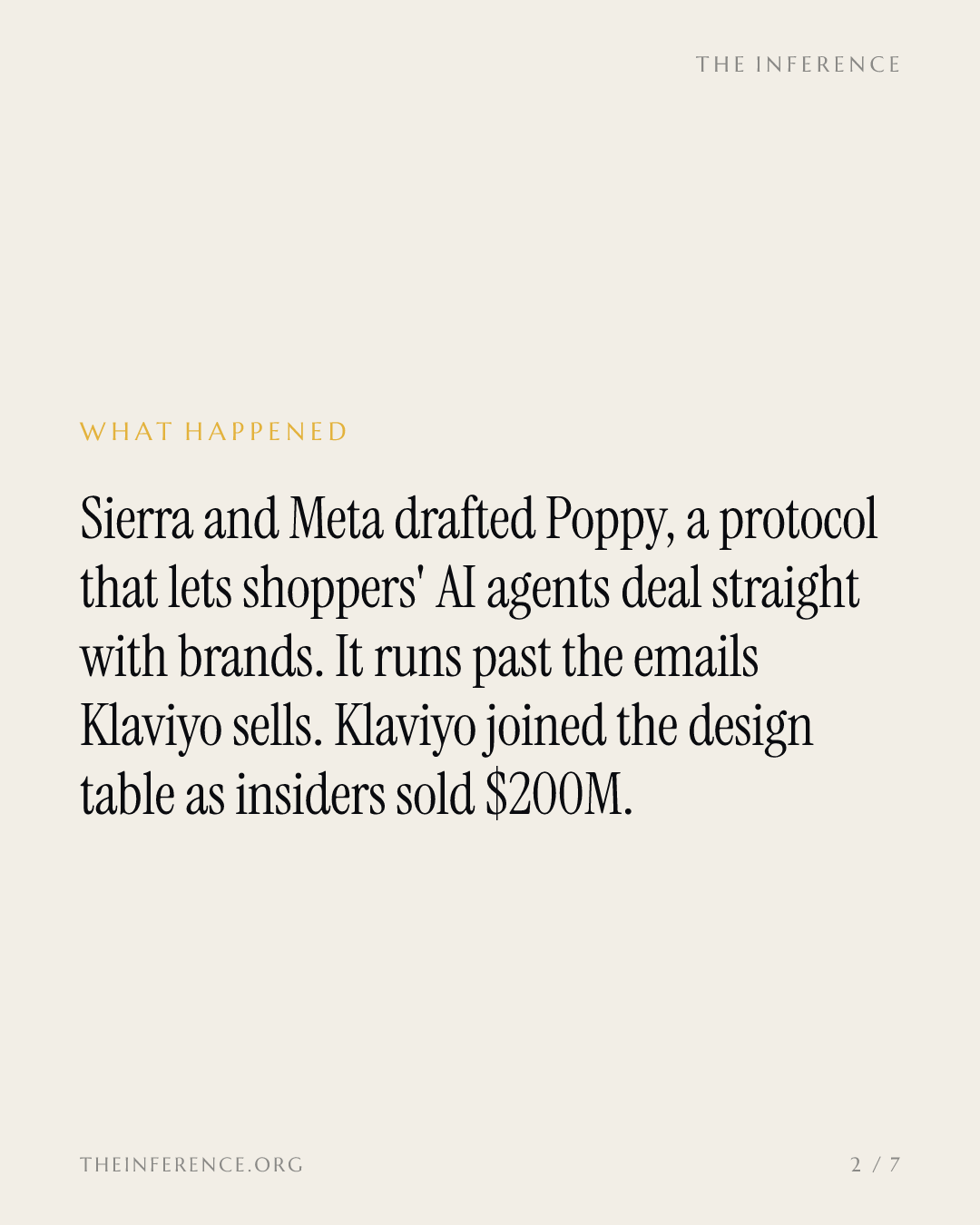 Klaviyo helped design the protocol that could let AI agents bypass its emails; insiders sold $200 million — slide 1