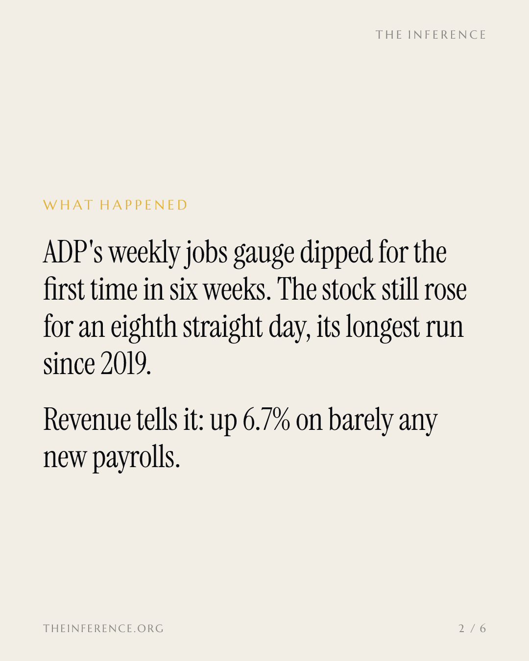 ADP is up 8 days straight even as its weekly hiring gauge turned down for the first time in six weeks — slide 1