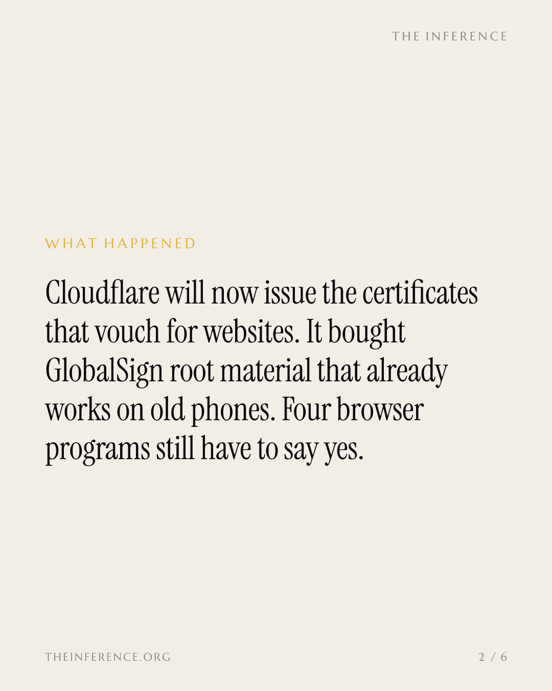 Cloudflare buys a root of trust instead of waiting on the browsers — slide 1