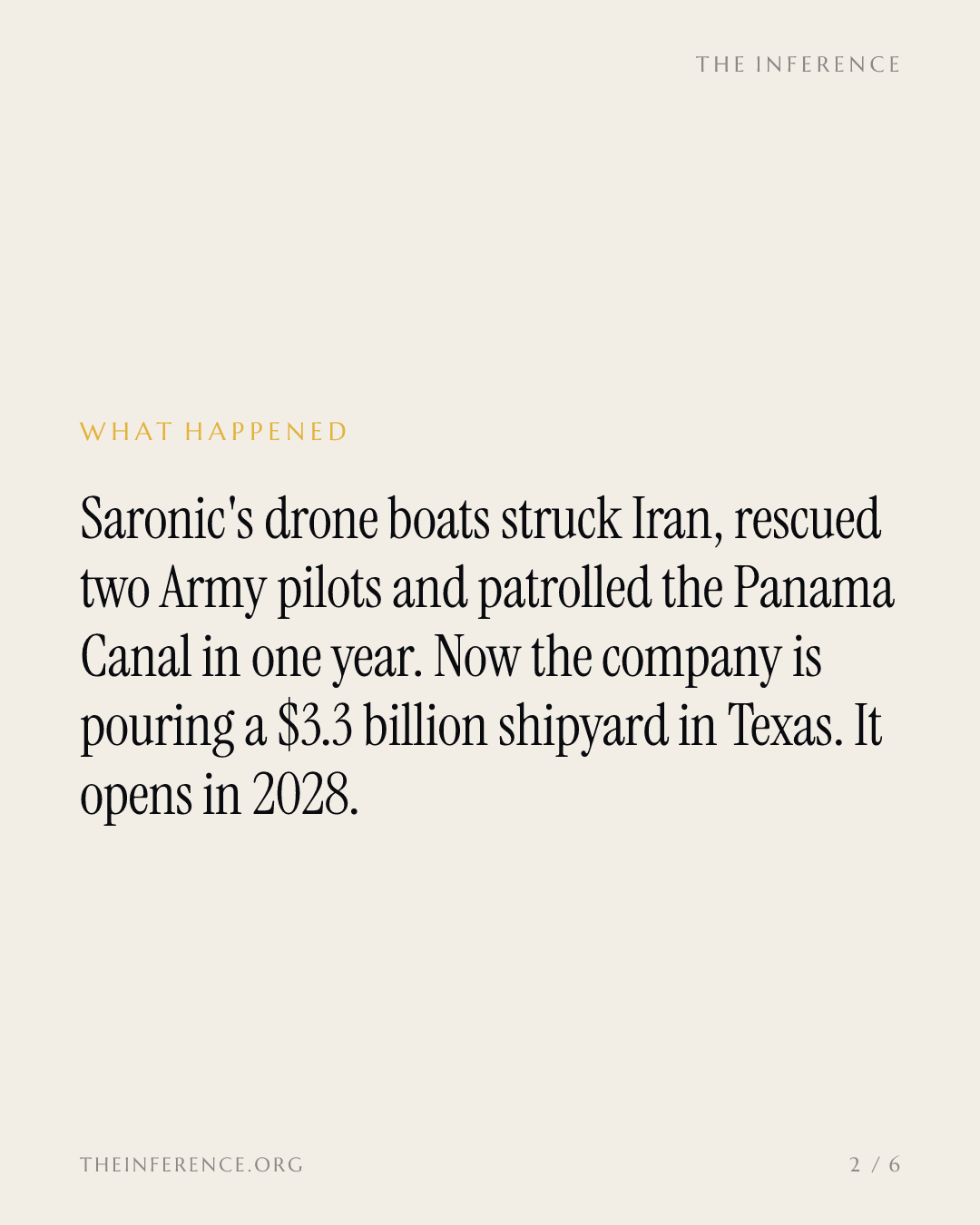 Saronic's Corsair drone boats have three theaters of combat; the $3.3 billion shipyard opens in 2028 — slide 1
